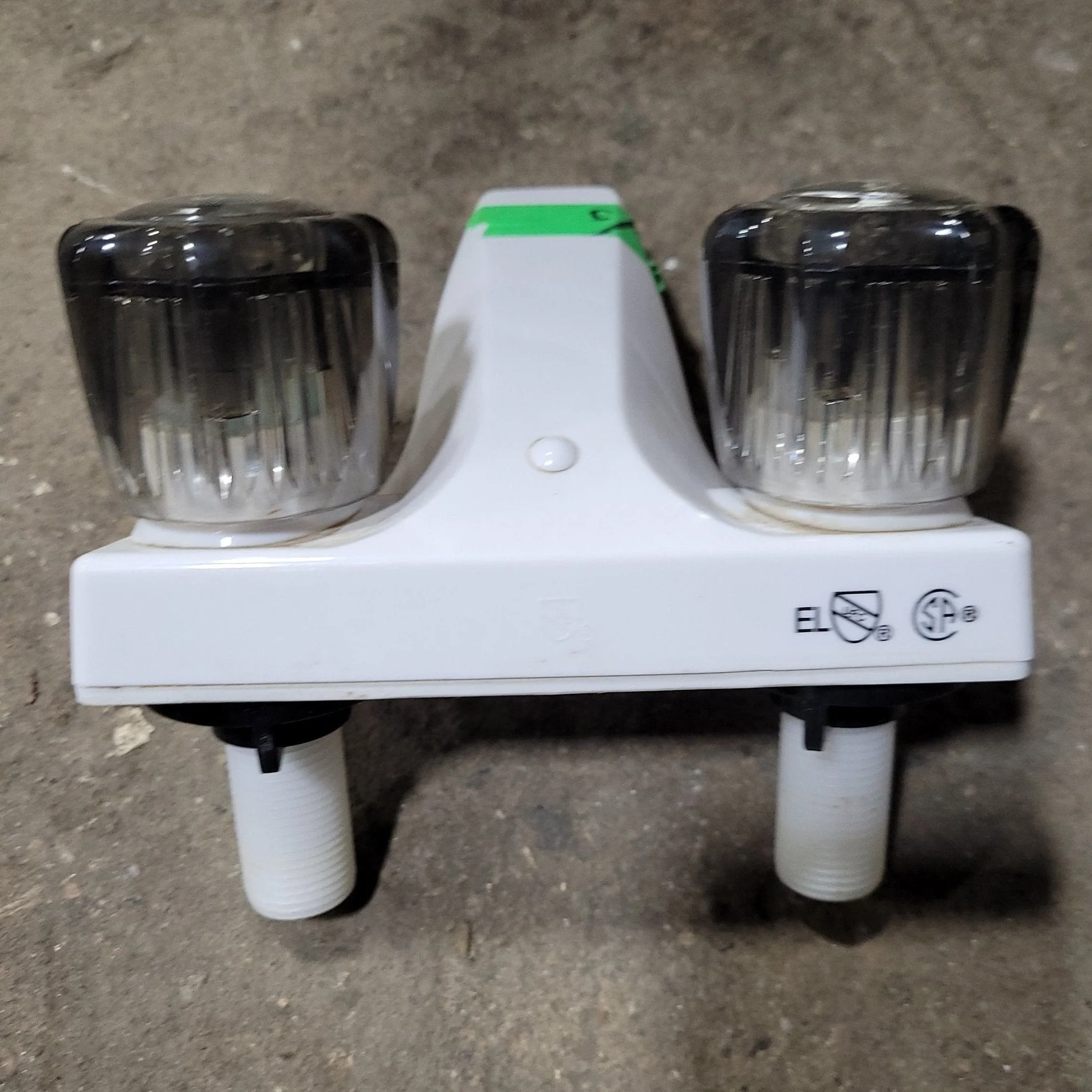 Used 4" Bathroom Faucet, White, Smoked Knobs - Image 3
