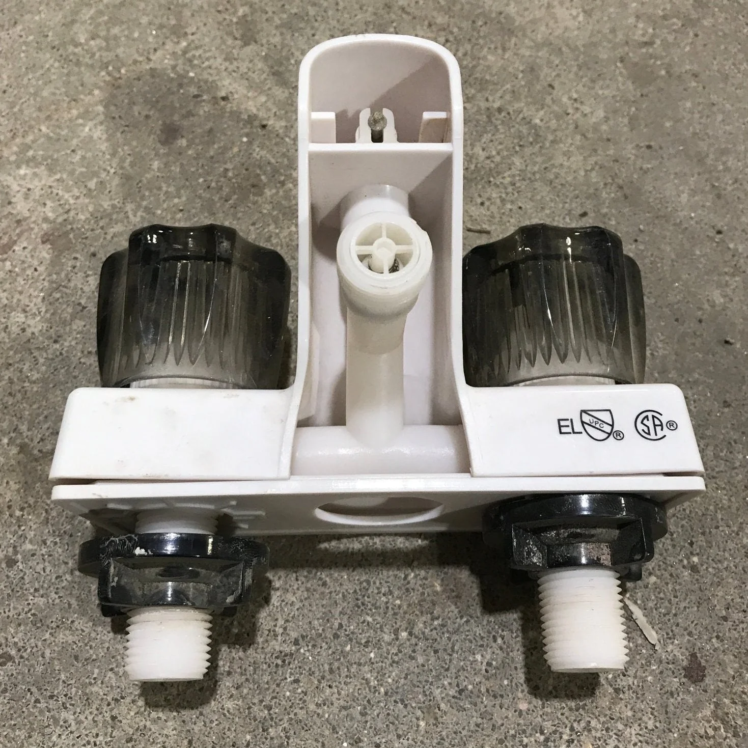 Used 4" Shower Faucet With Diverter, Bone, Smoked Knobs - Image 2