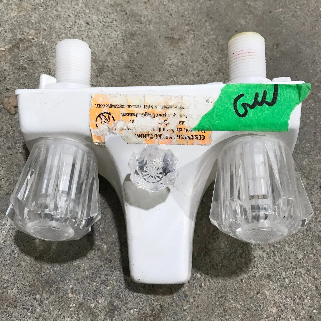 Used 4" Shower Faucet With Diverter, Off White, Clear Knobs