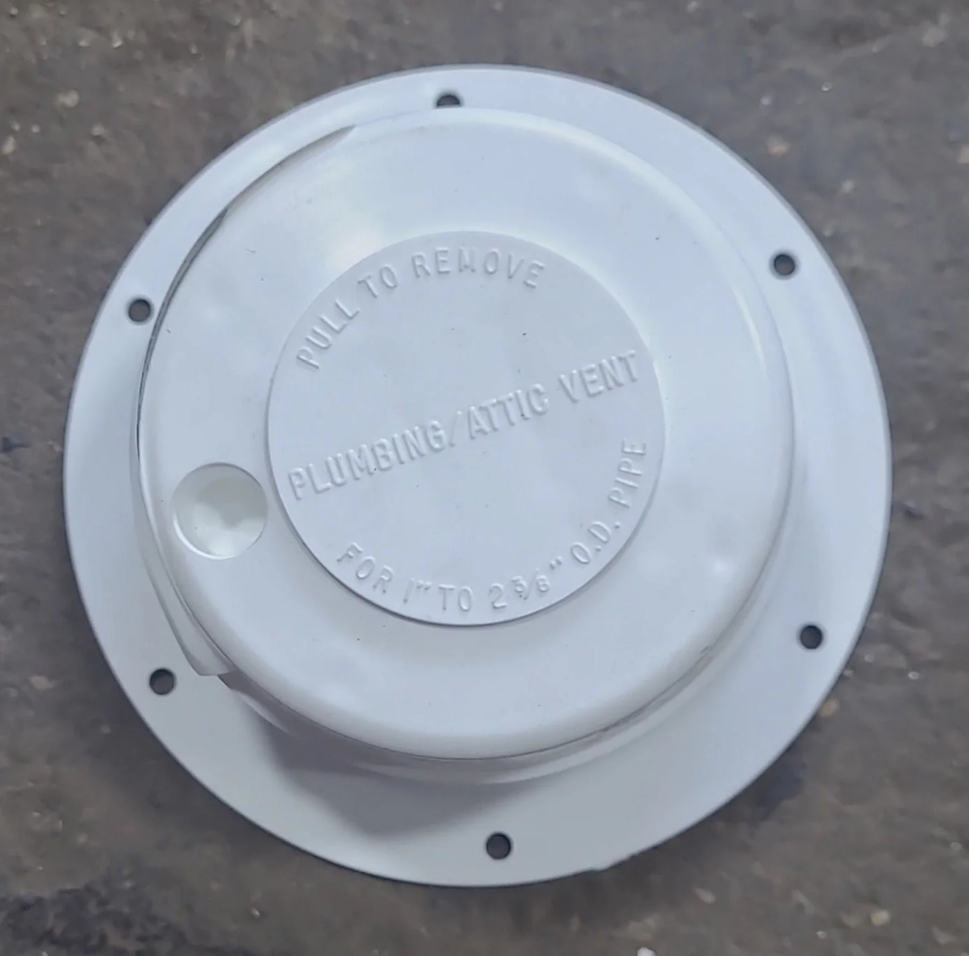 Used 5 1/4” Off White Plumbing/ Attic Vent- Single