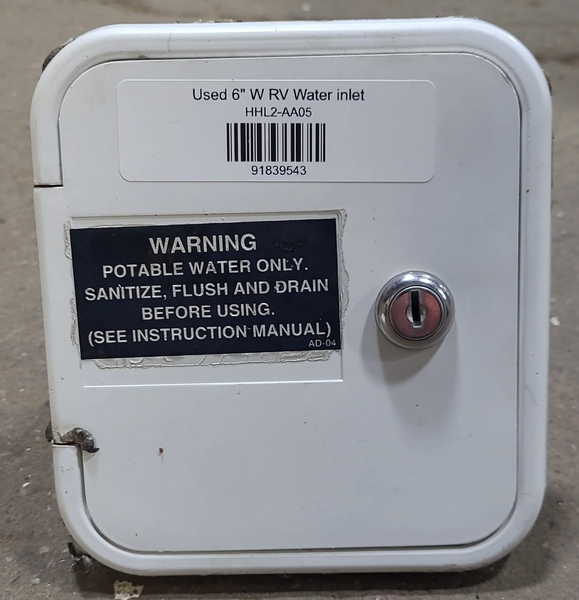 Used 6" W RV Water Inlet