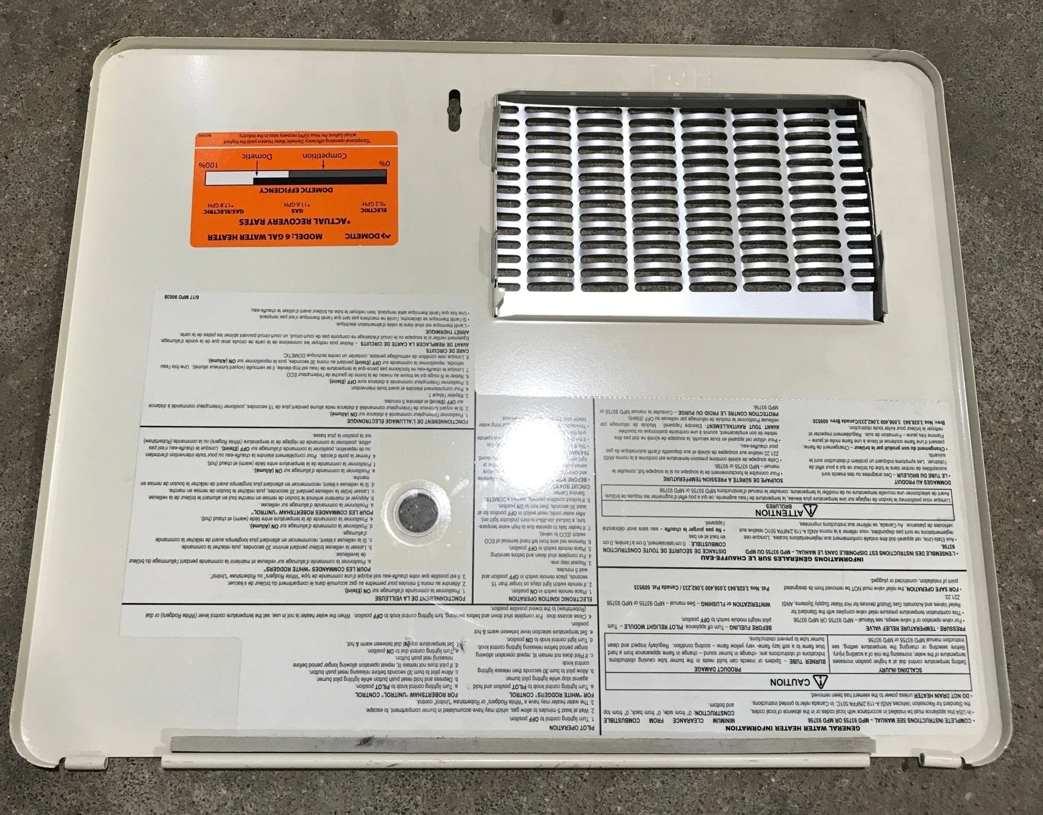 Used Atwood Water Heater Access Door For 6 Gallon Tank - Image 2