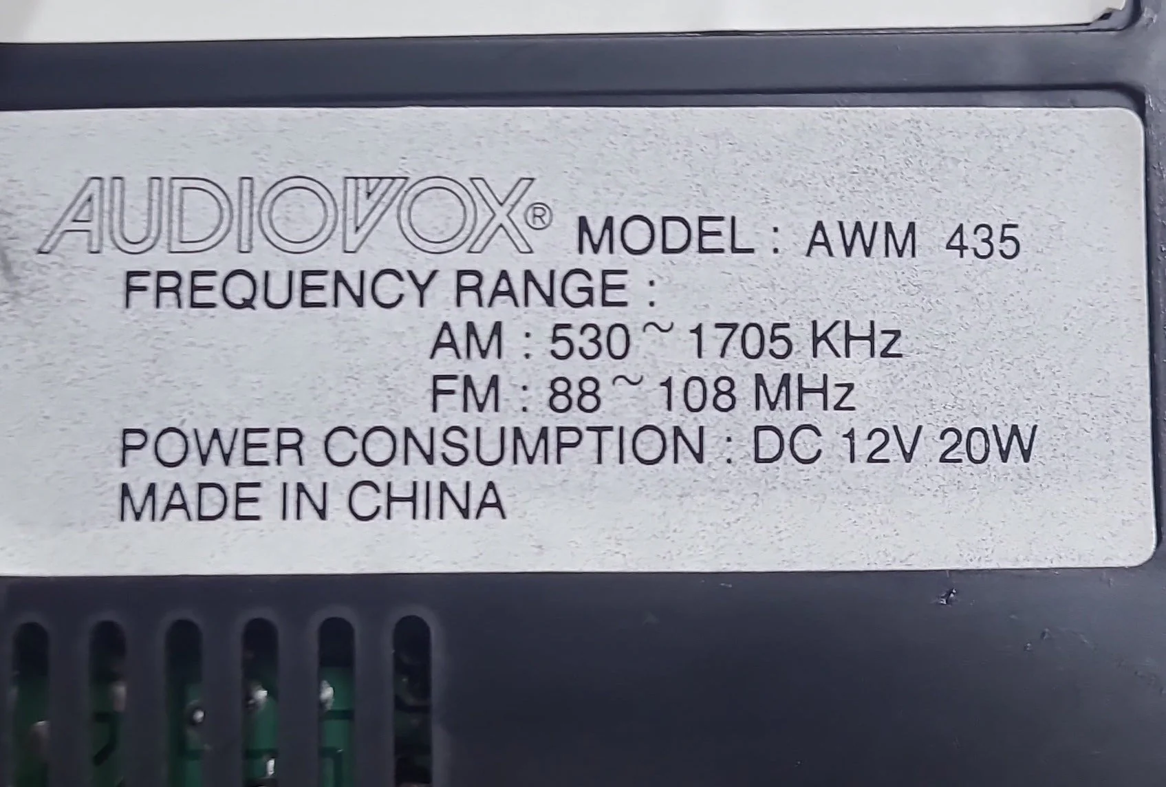 Used Audiovox RV Radio Model AWM435 - Image 4