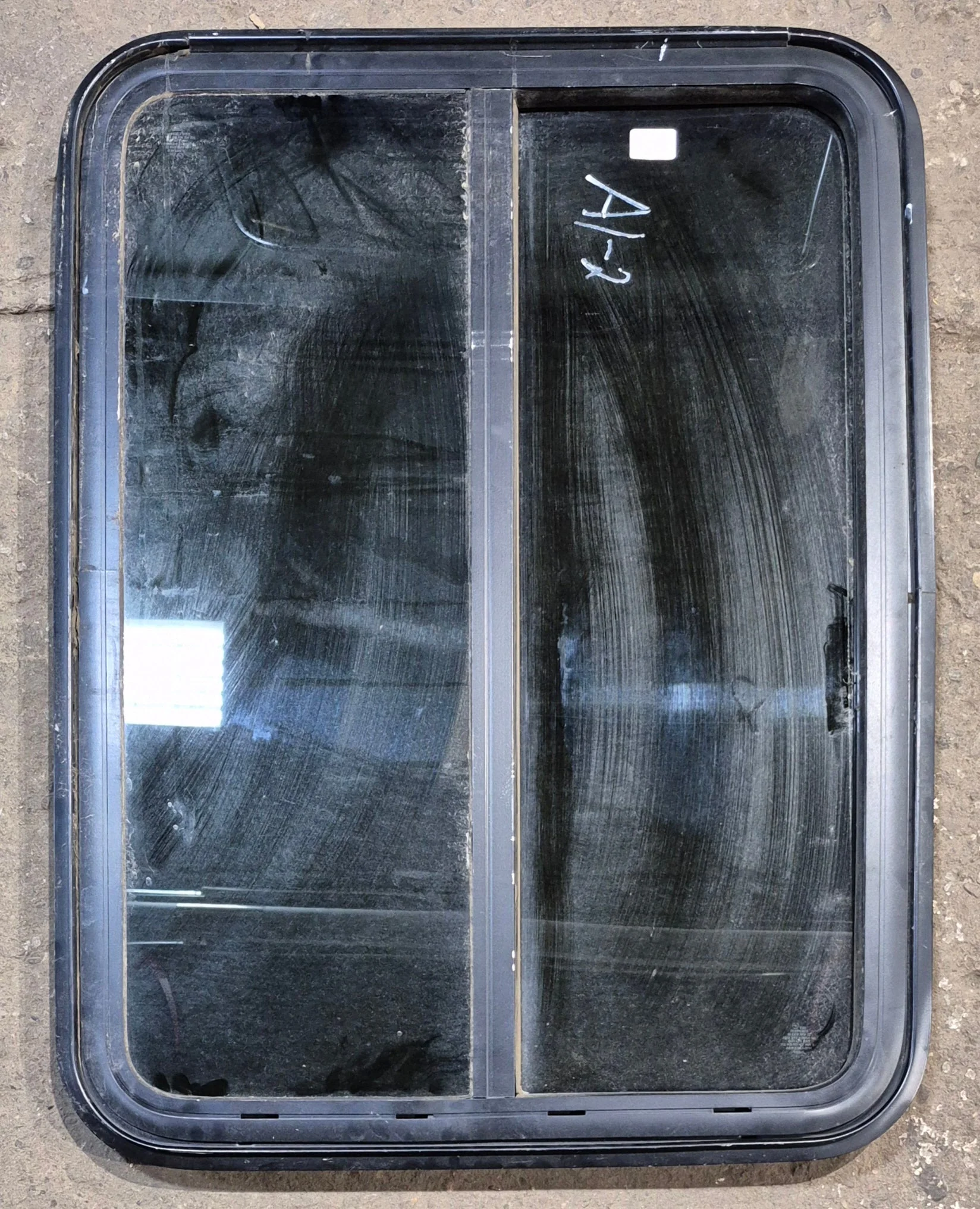 Used Black Emergency Radius Opening Window : 27" W x 35 3/4" H x 1 3/4" D