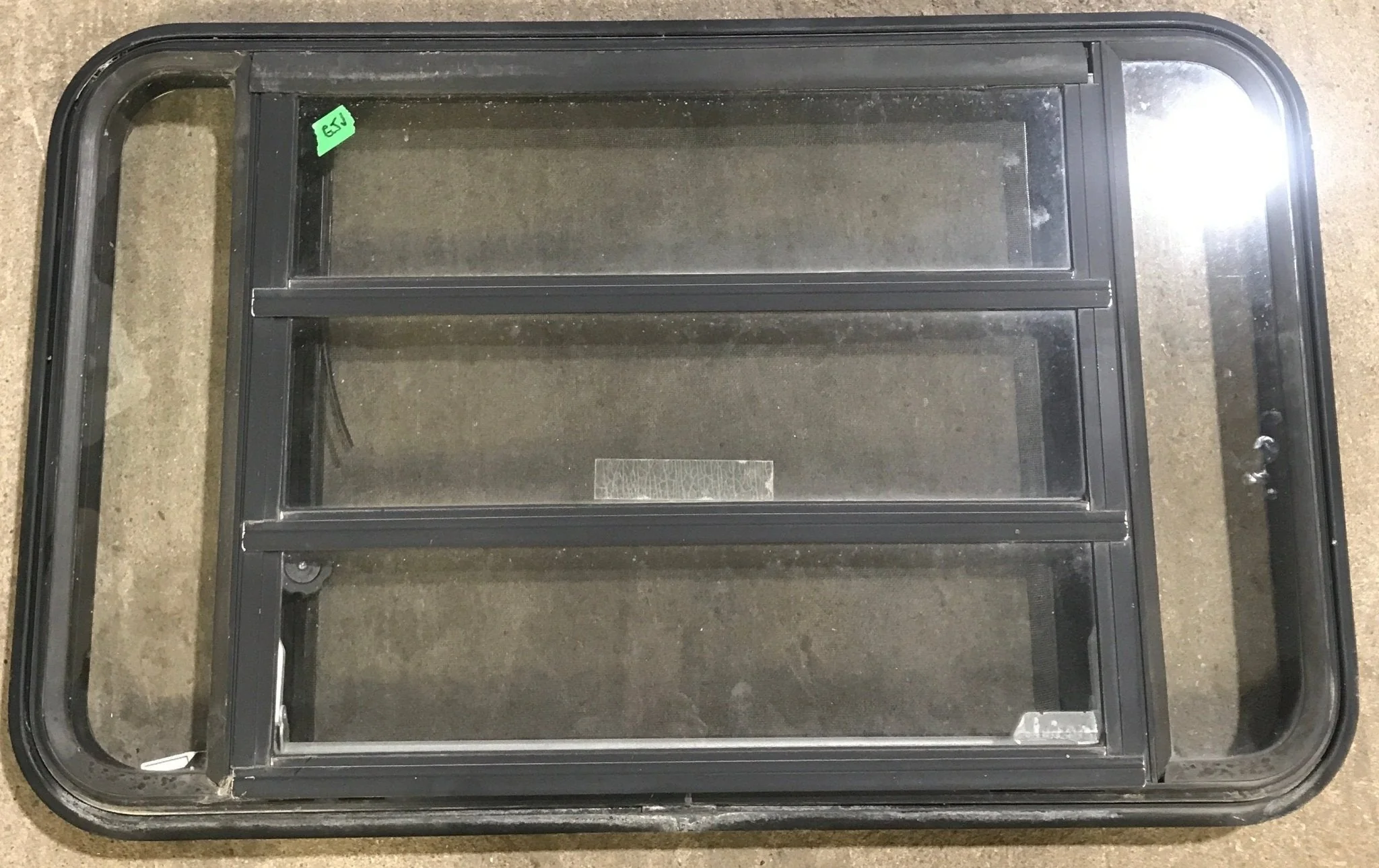 Used Black Radius Emergency Opening Window : 35" W x 21 1/4" H x 1 7/8" D