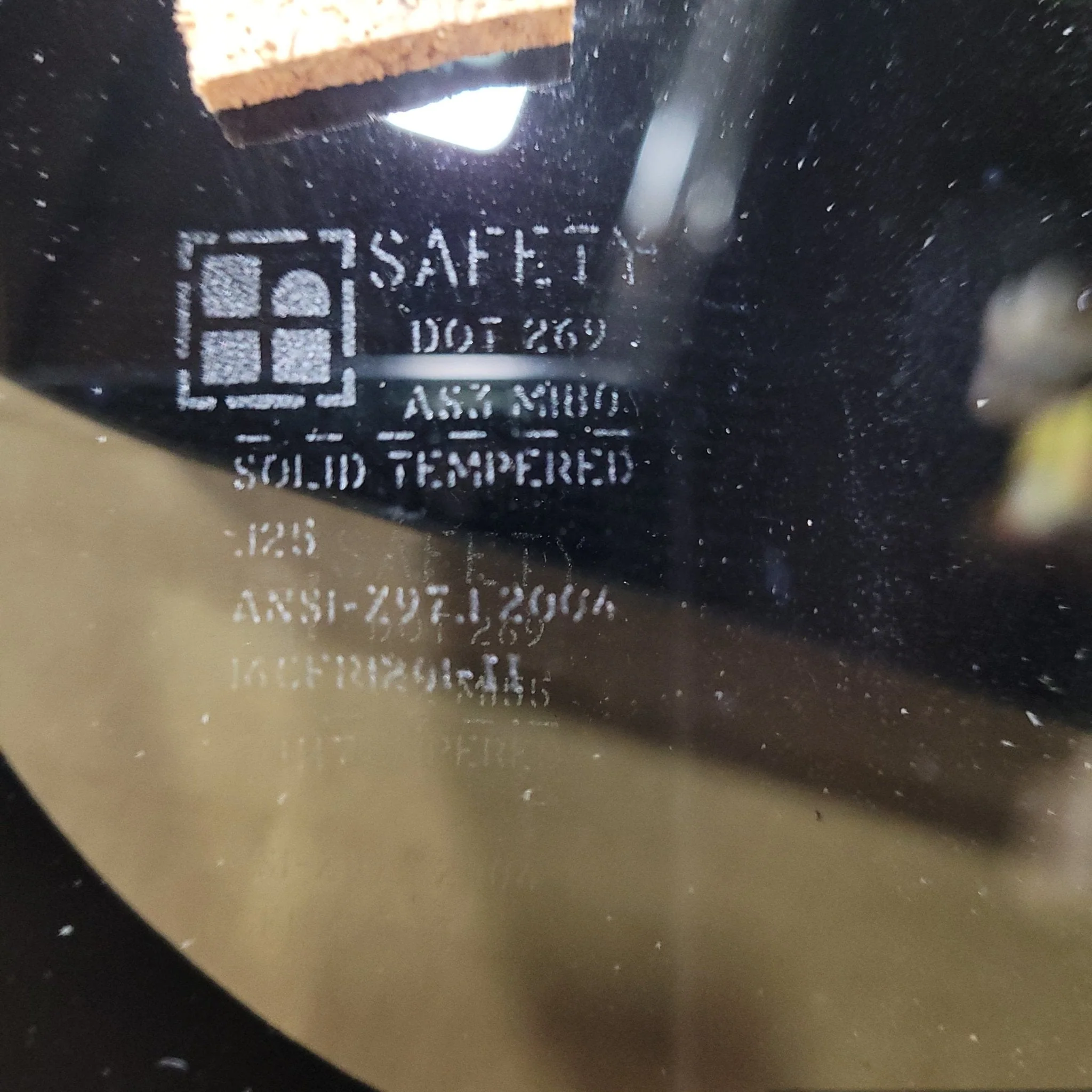 Used Black Radius Frameless Opening Window : 19 1/4" X 19" X  1/2" D - Image 2