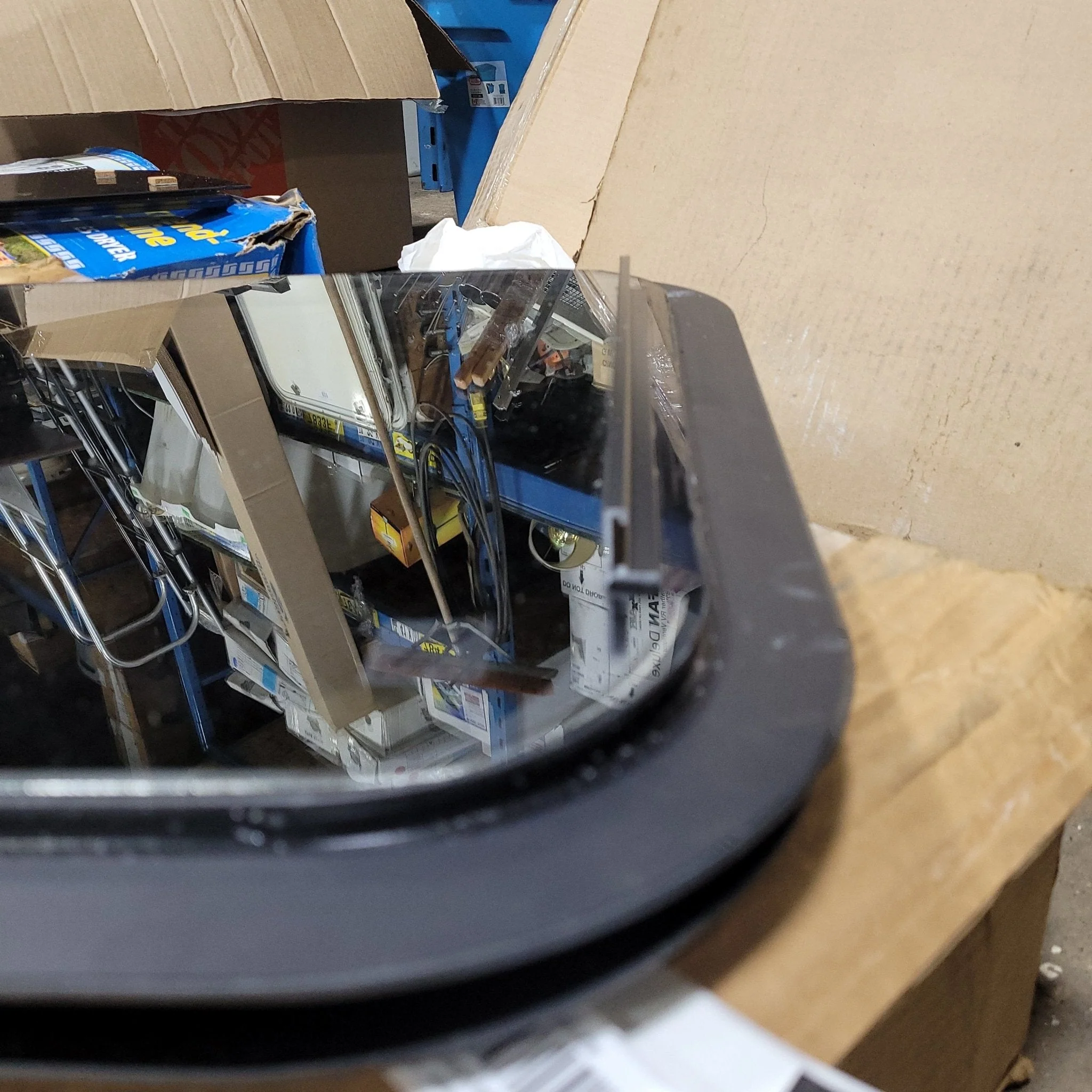 Used Black Radius Frameless Opening Window : 19 1/4" X 19" X  1/2" D - Image 4