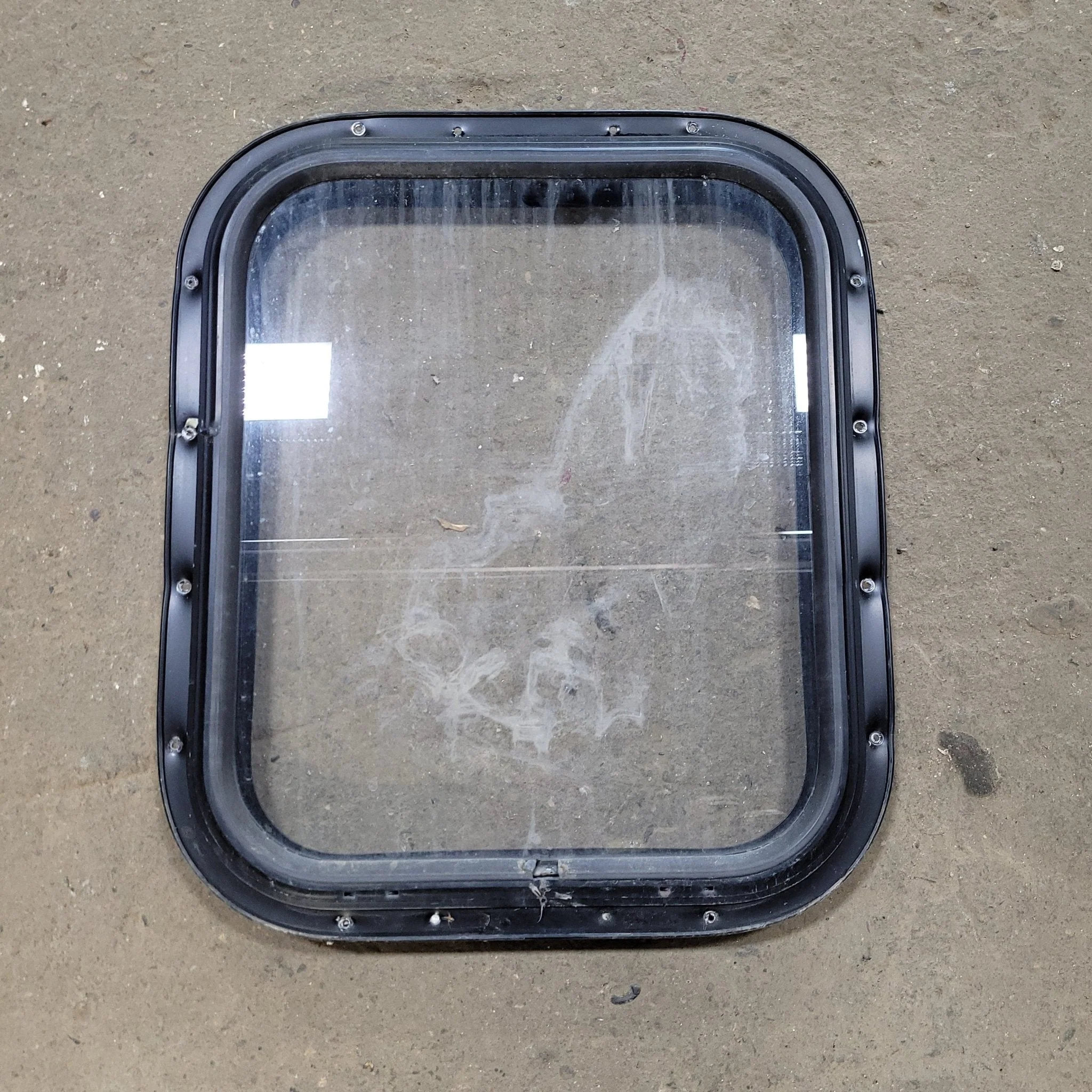 Used Black Radius Non-Opening Window : 16 3/4" W X 19 3/4" H X 1 1/2" D