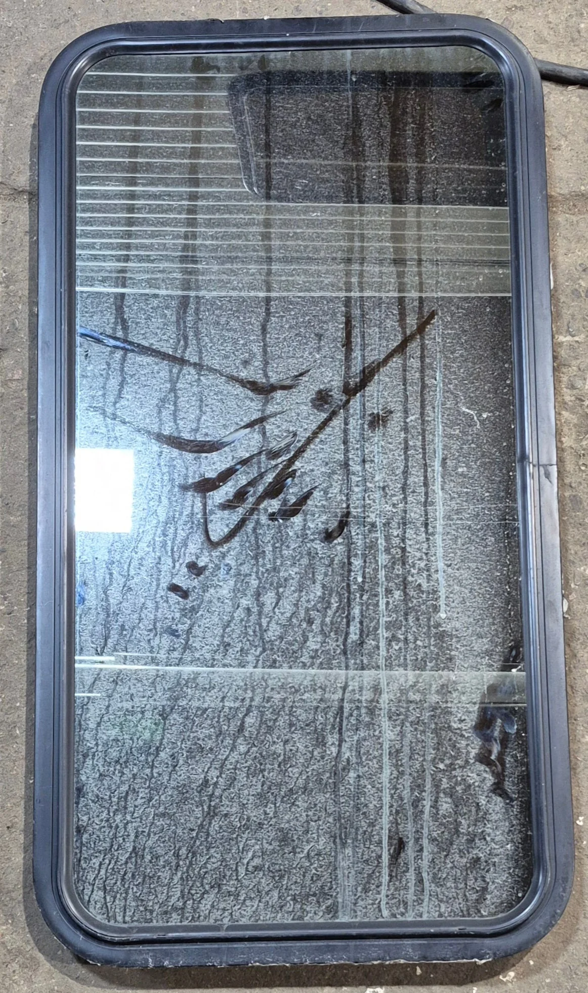 Used Black Radius Non Opening Window : 21 3/4" W x 42 1/4" H x 2"