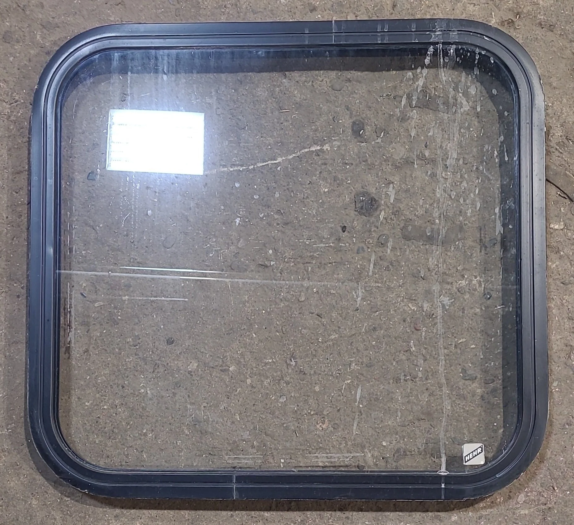 Used Black Radius Non Opening Window : 23 1/2" W x 21 3/4" H x 1 3/4" D