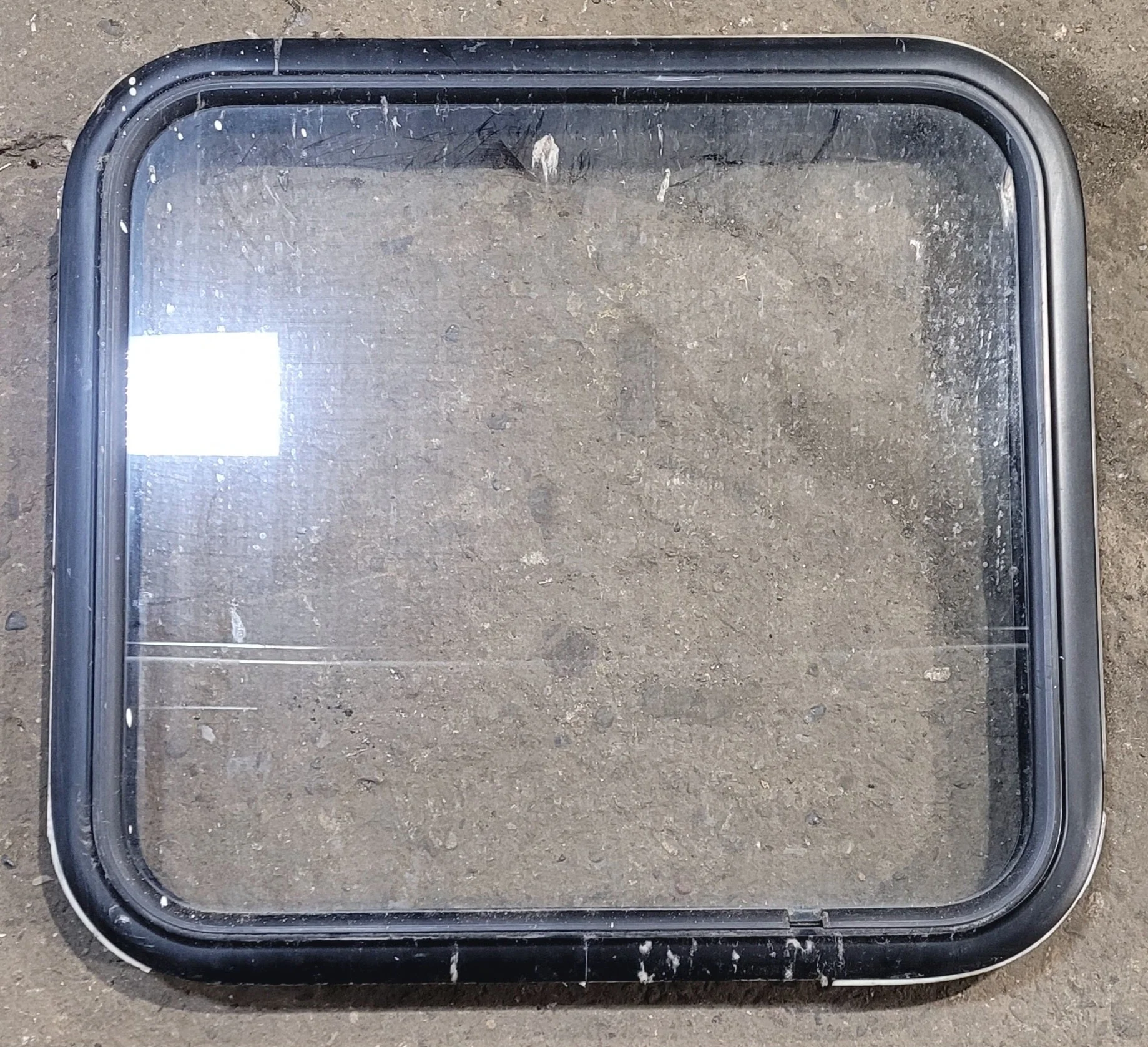 Used Black Radius Non Opening Window : 23 1/4" W x 21 3/4" H x 1 7/8"