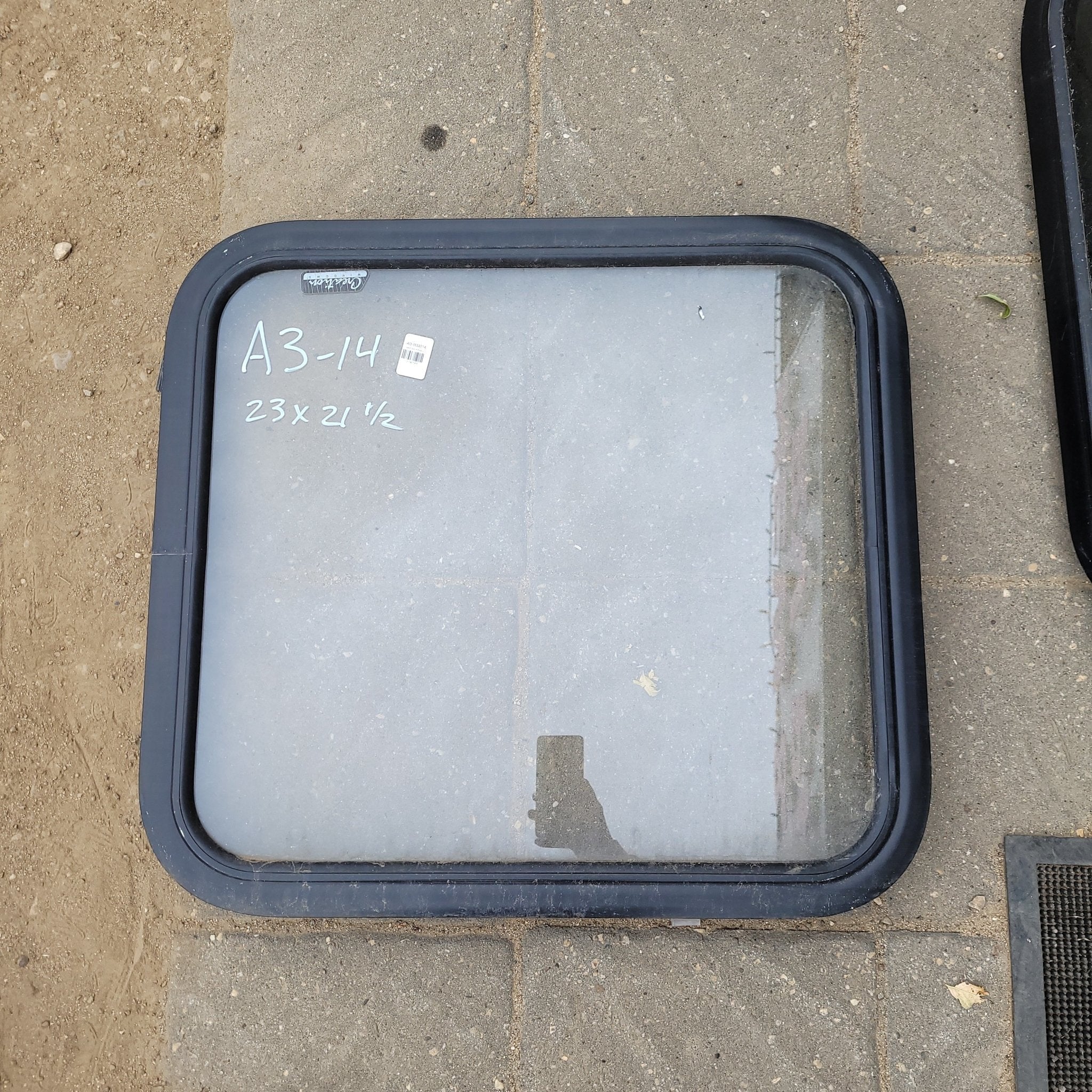 Used Black Radius Non-Opening Window : 23 X 21 1/2 X 2" D