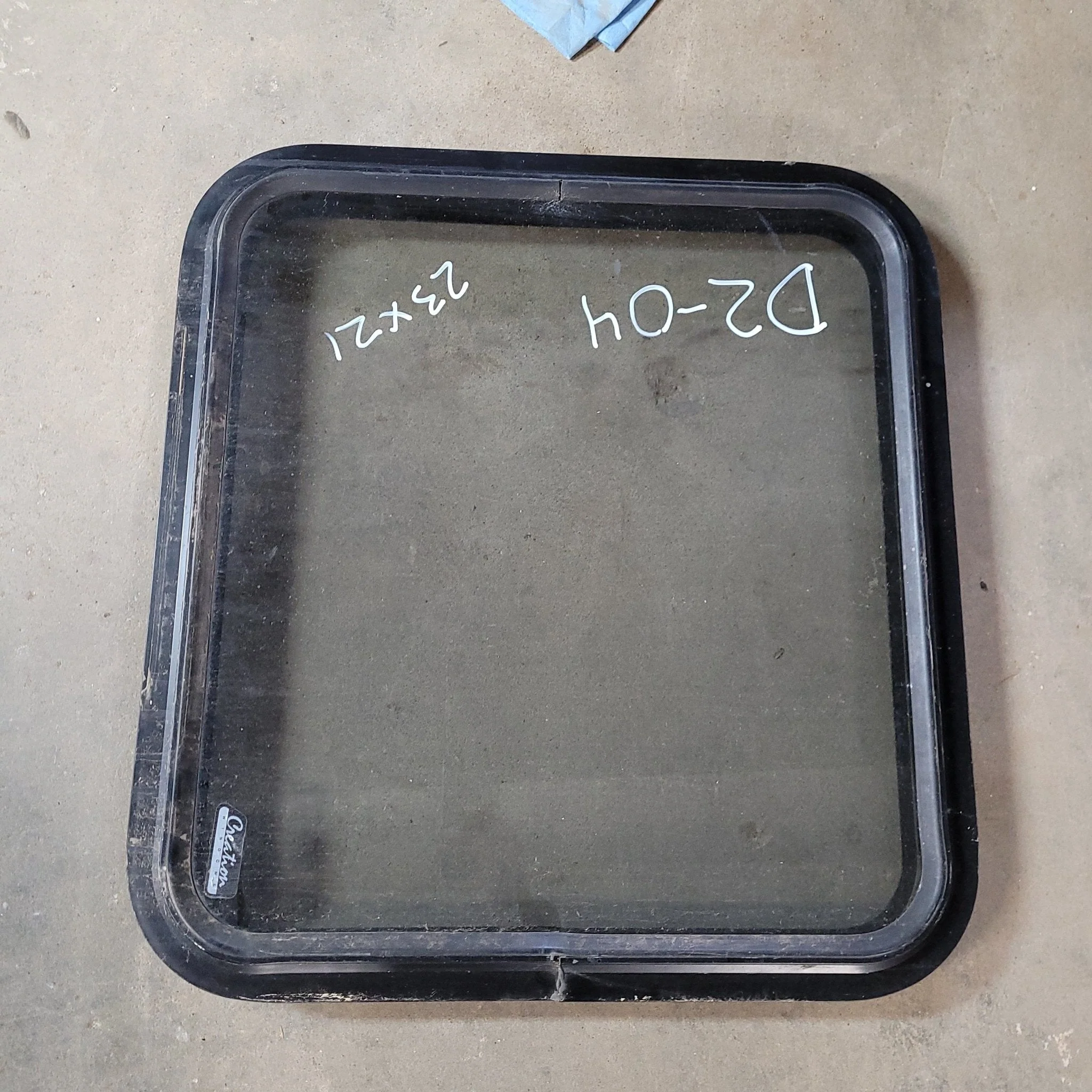 Used Black Radius Non-Opening Window : 23 X 21 X 2" D