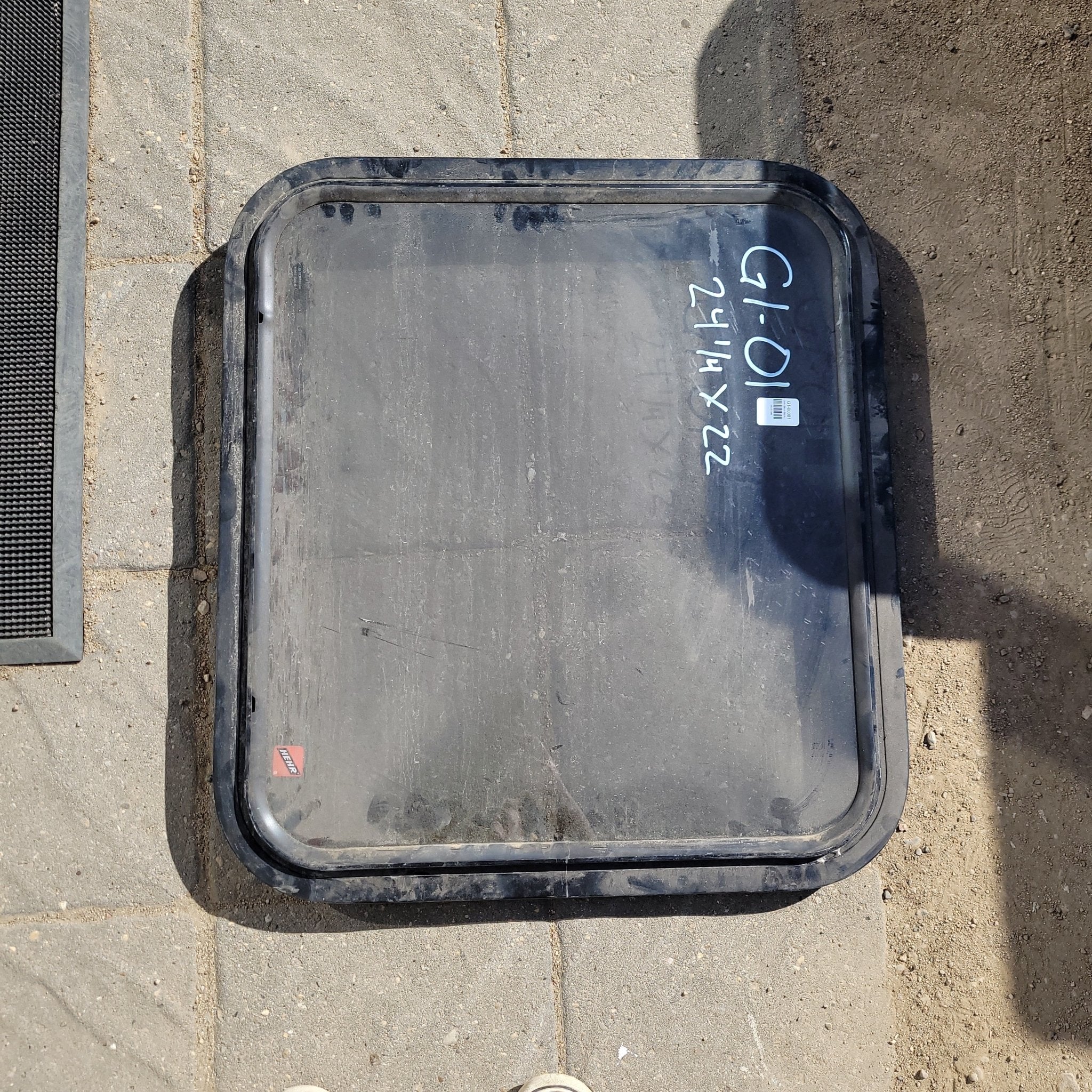 Used Black Radius Non-Opening Window : 24 1/4 X 22 X 2" D