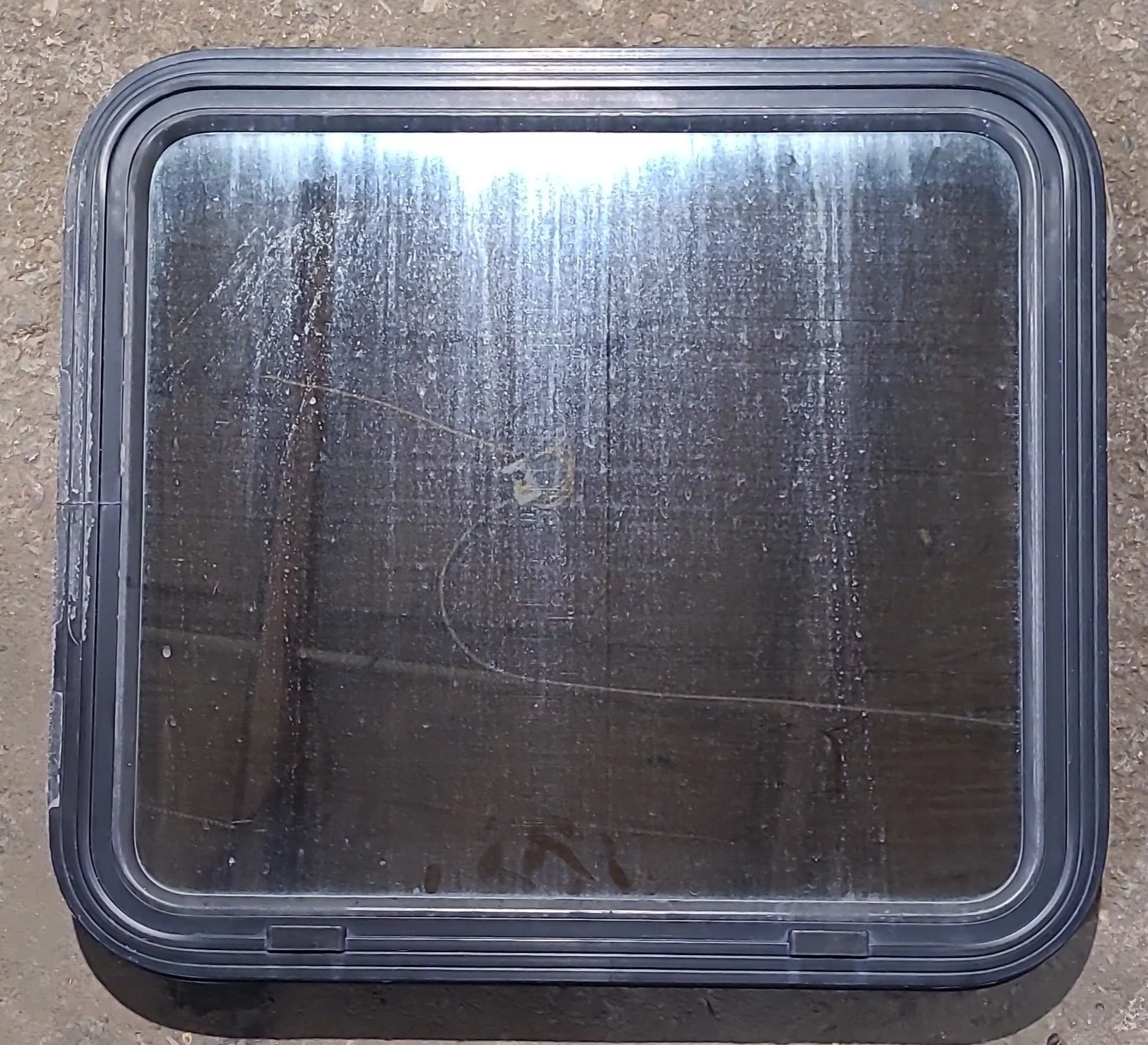 Used Black Radius Non Opening Window : 24" W x 21 1/2" H x 1 7/8" D