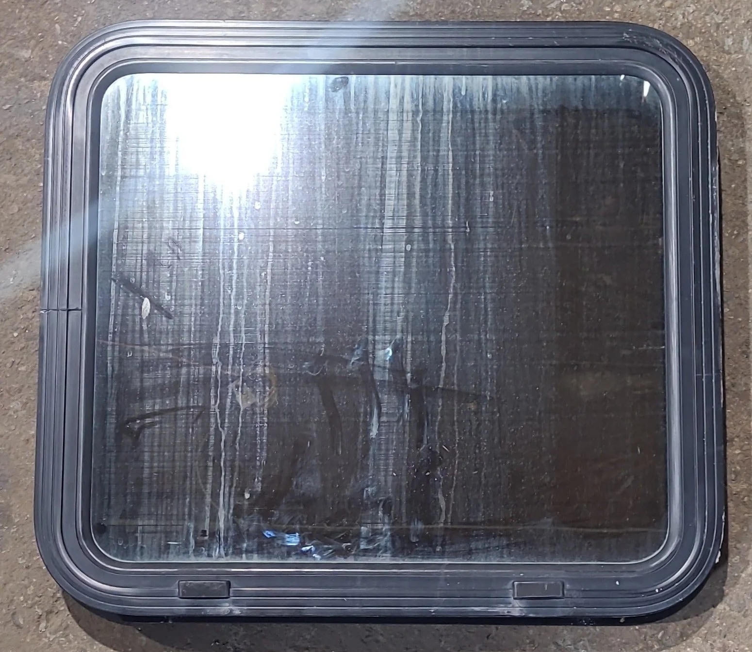 Used Black Radius Non Opening Window : 24" W x 21 1/2" H x 1 7/8" D