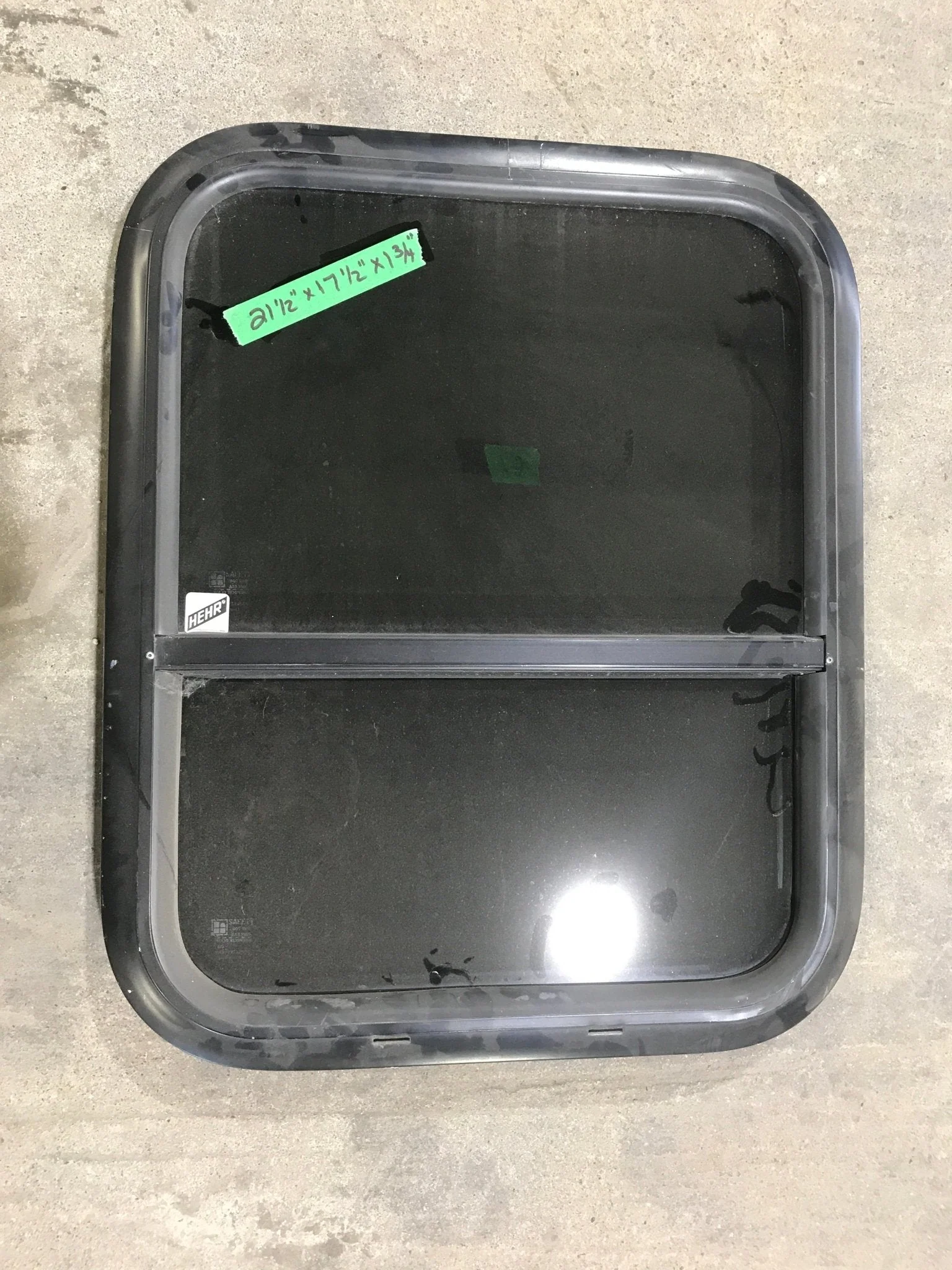 Used Black Radius Opening Window : 21 1/2" W X 17 1/2" H X 1 3/4" D