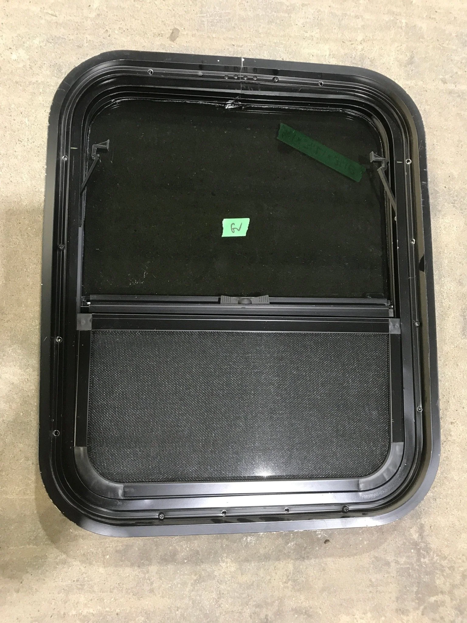 Used Black Radius Opening Window : 21 1/2" W X 17 1/2" H X 1 3/4" D - Image 3