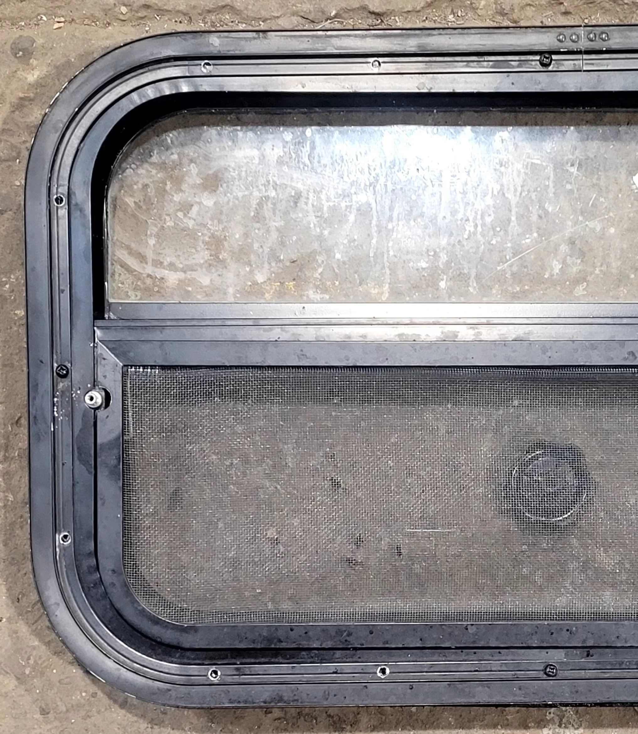Used Black Radius Opening Window : 23 1/2" W x 14 1/2" H x 1 3/4" D - Image 5