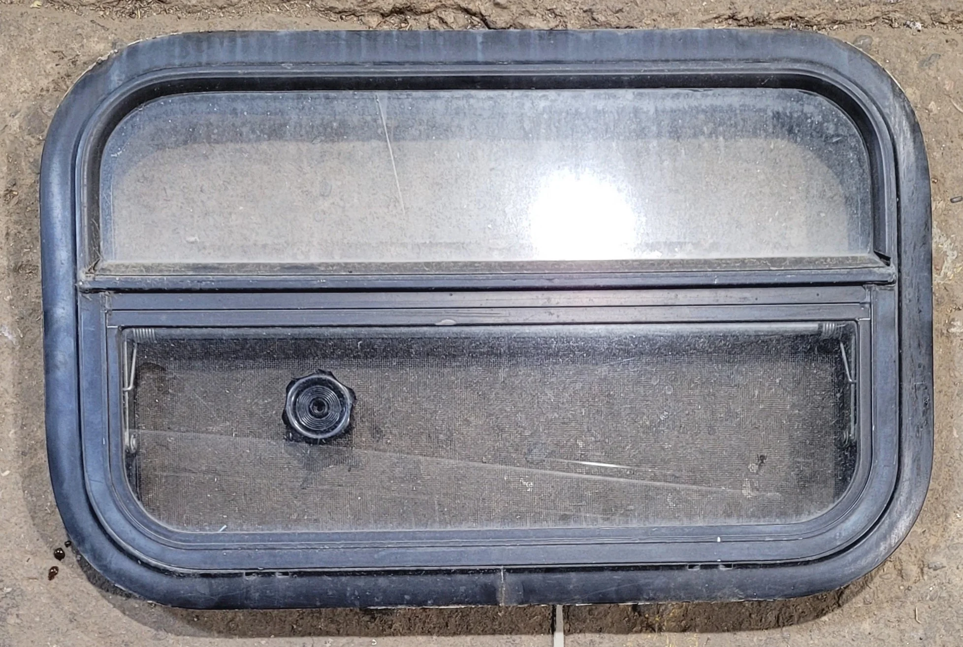 Used Black Radius Opening Window : 23 1/2" W x 14 1/4" H x 1 7/8"