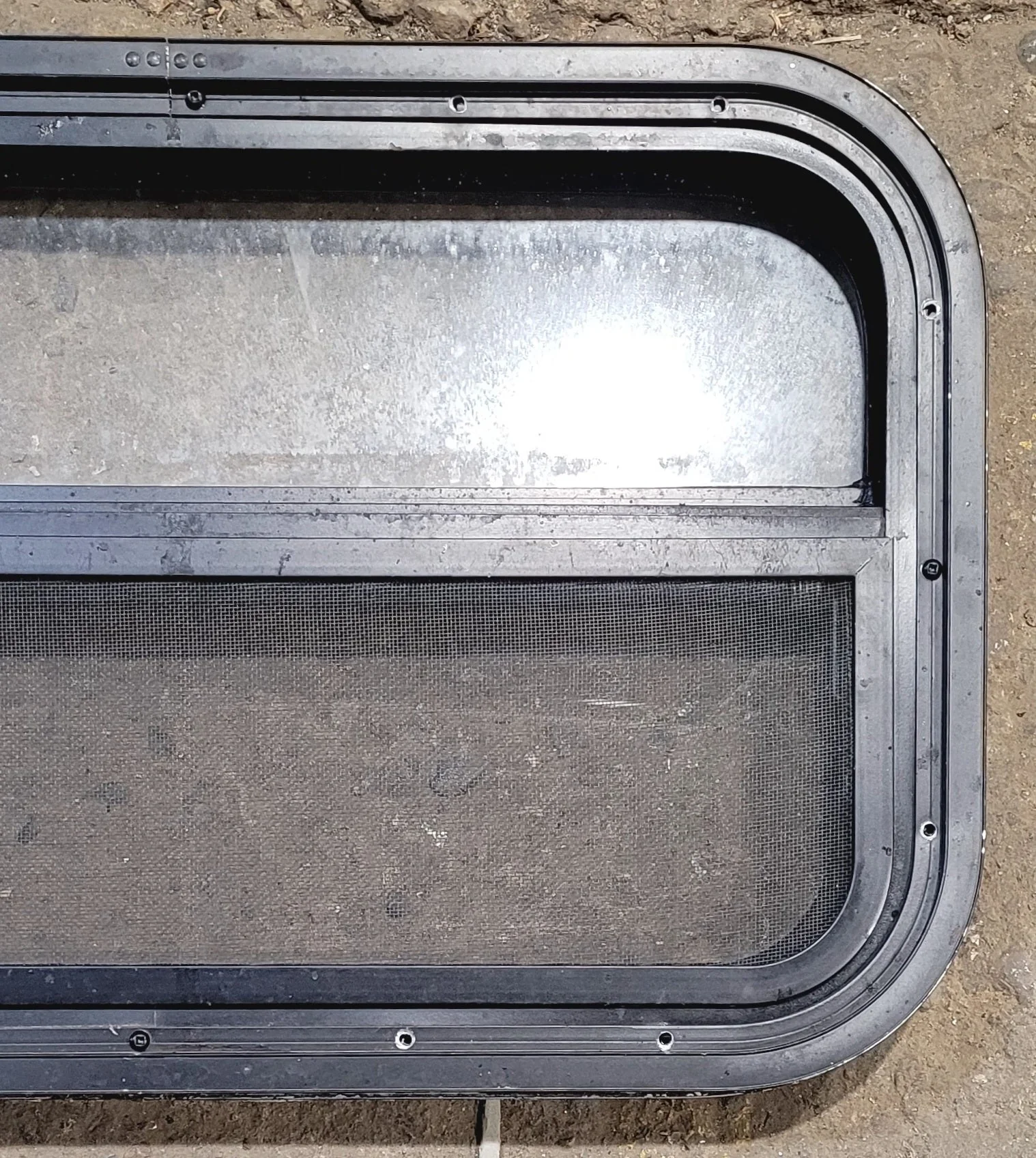 Used Black Radius Opening Window : 23 1/2" W x 14 1/4" H x 1 7/8" - Image 5