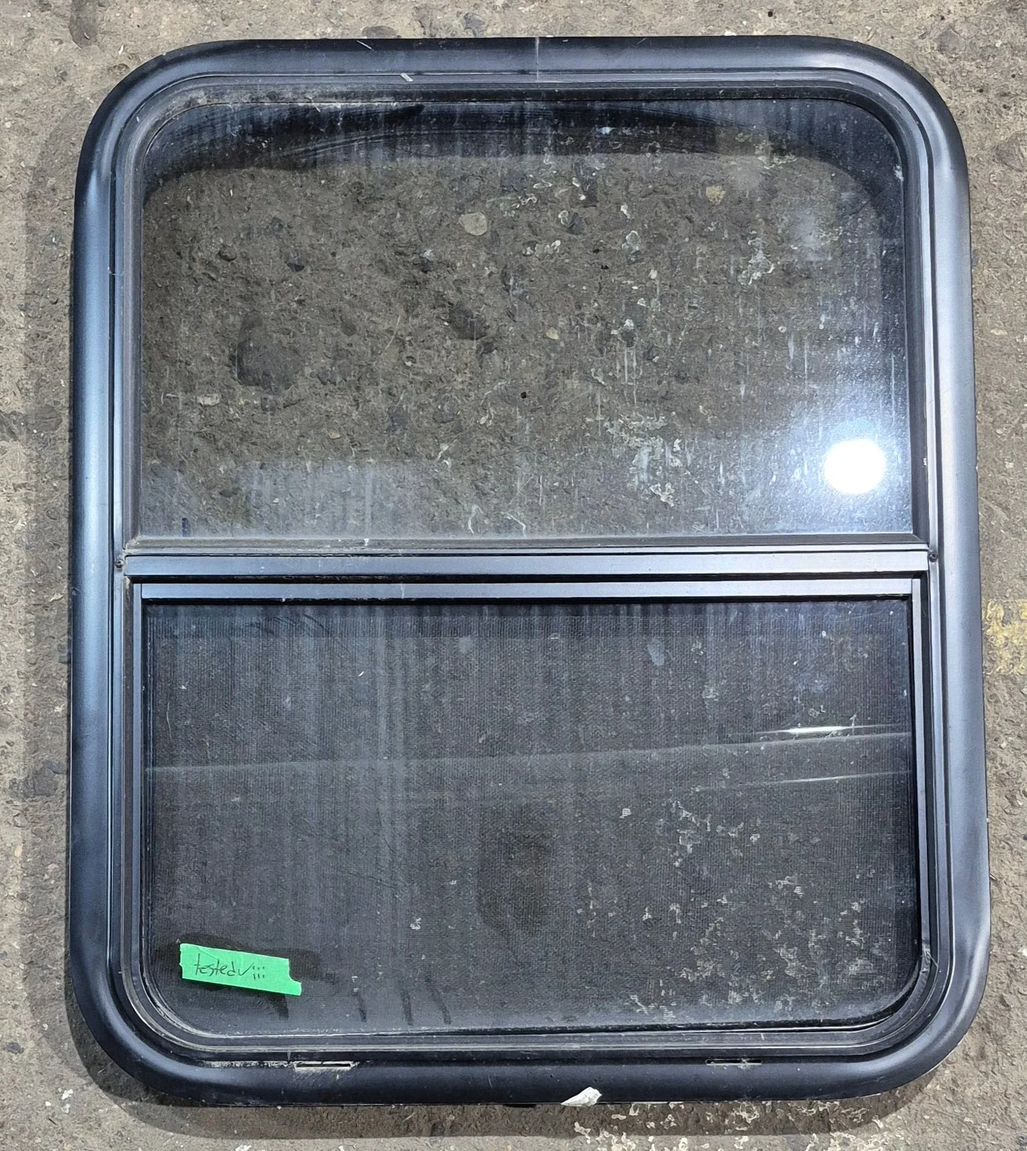 Used Black Radius Opening Window : 23 1/4" W x 28 1/4" H x 1 3/4" D