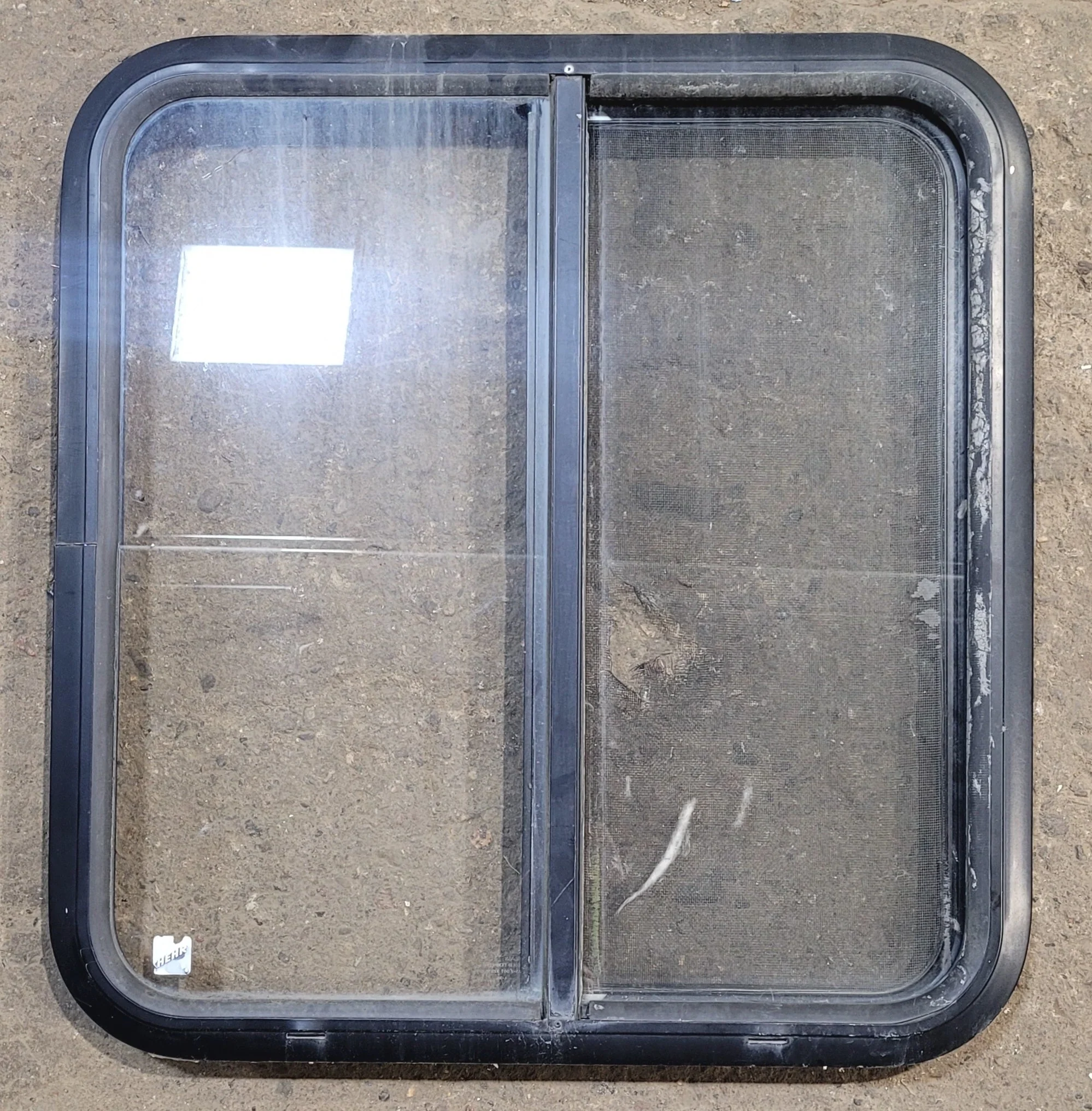 Used Black Radius Opening Window : 24 1/4" W x 25 3/4" H x 1 3/4"