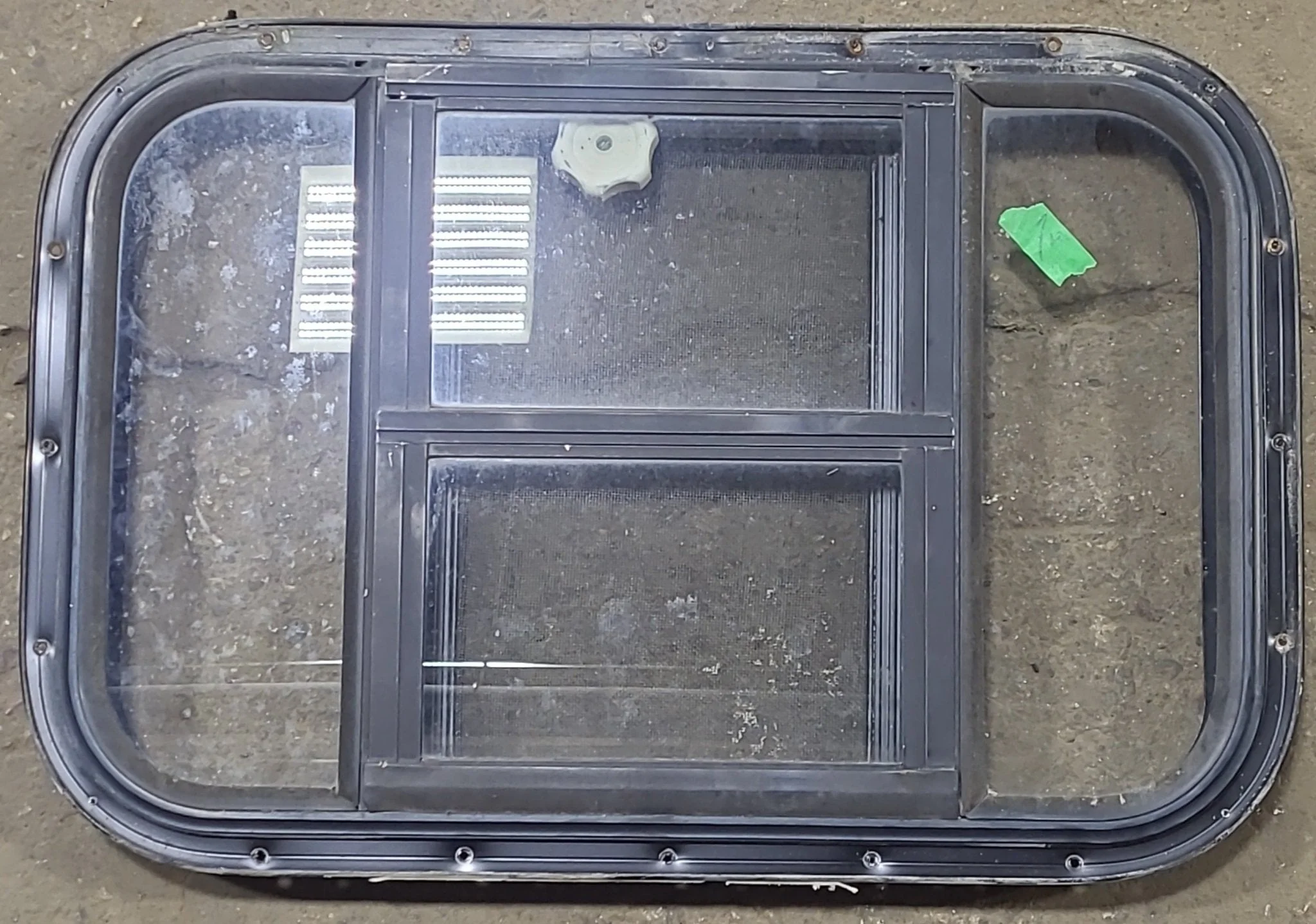 Used Black Radius Opening Window : 24 3/4" W x 16 1/2" H x 1 5/8" D
