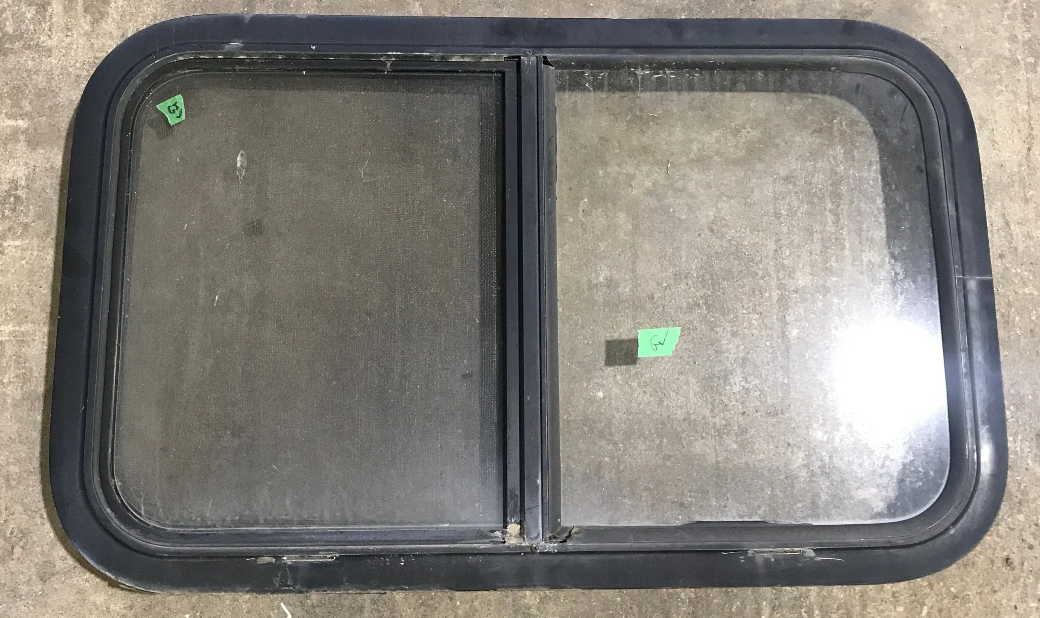 Used Black Radius Opening Window : 29 1/2" W x 17 1/2" H x 2" D