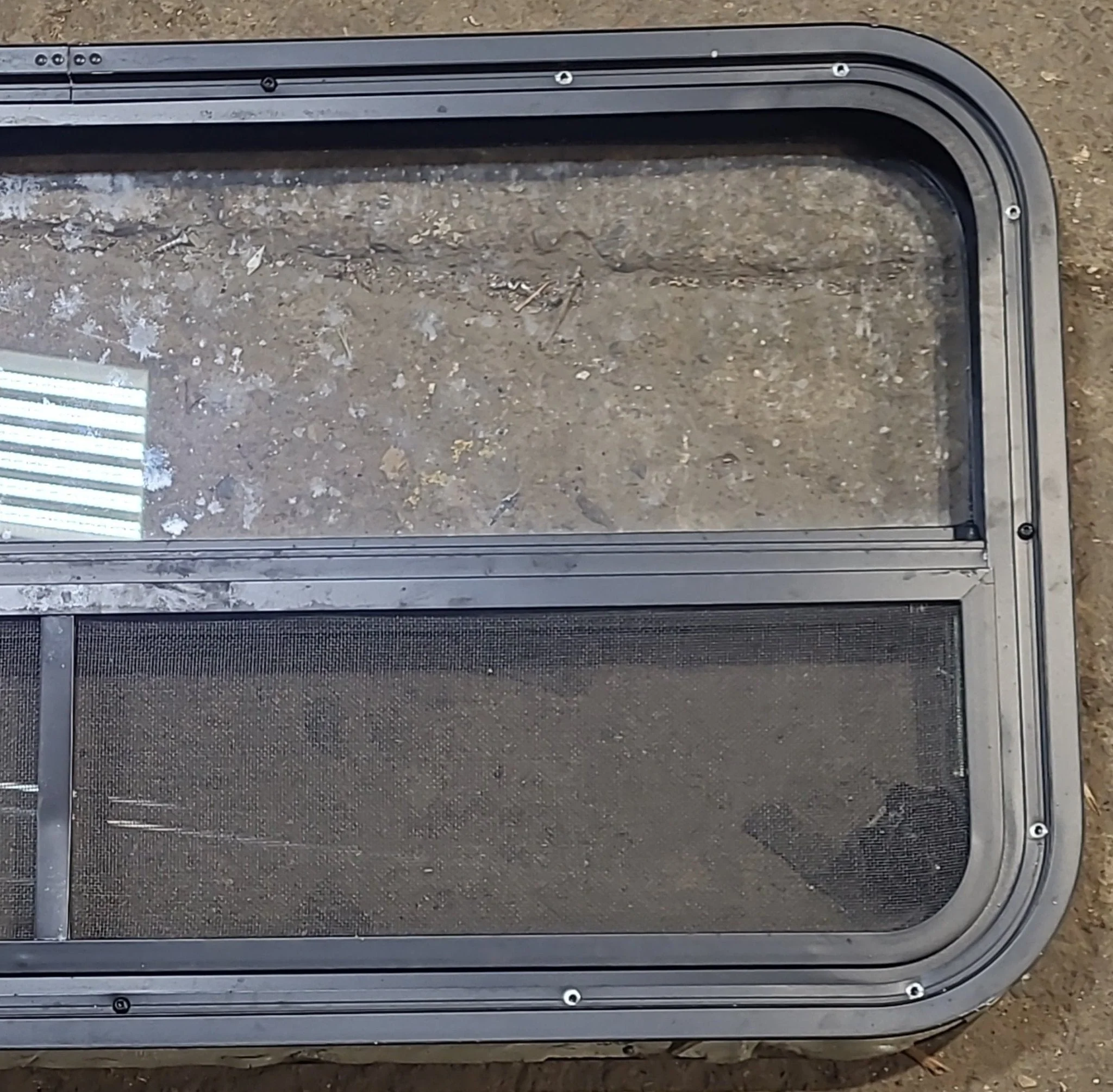 Used Black Radius Opening Window : 35 1/2" W x 17 1/4" H x 1 7/8" D - Image 6