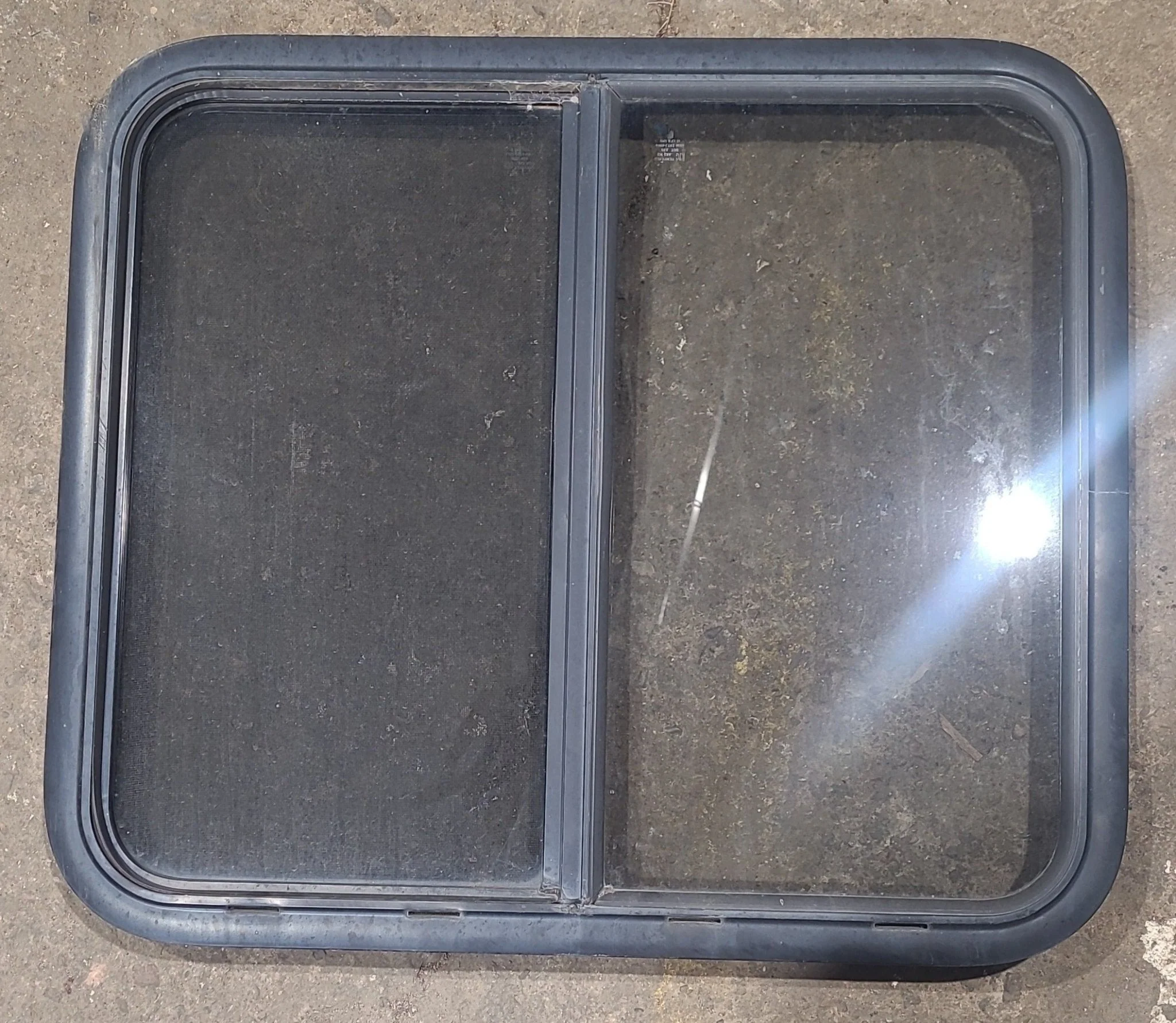 Used Black Radius Opening Window : 29 1/2" W x 25 1/2" H x 1 3/4" D