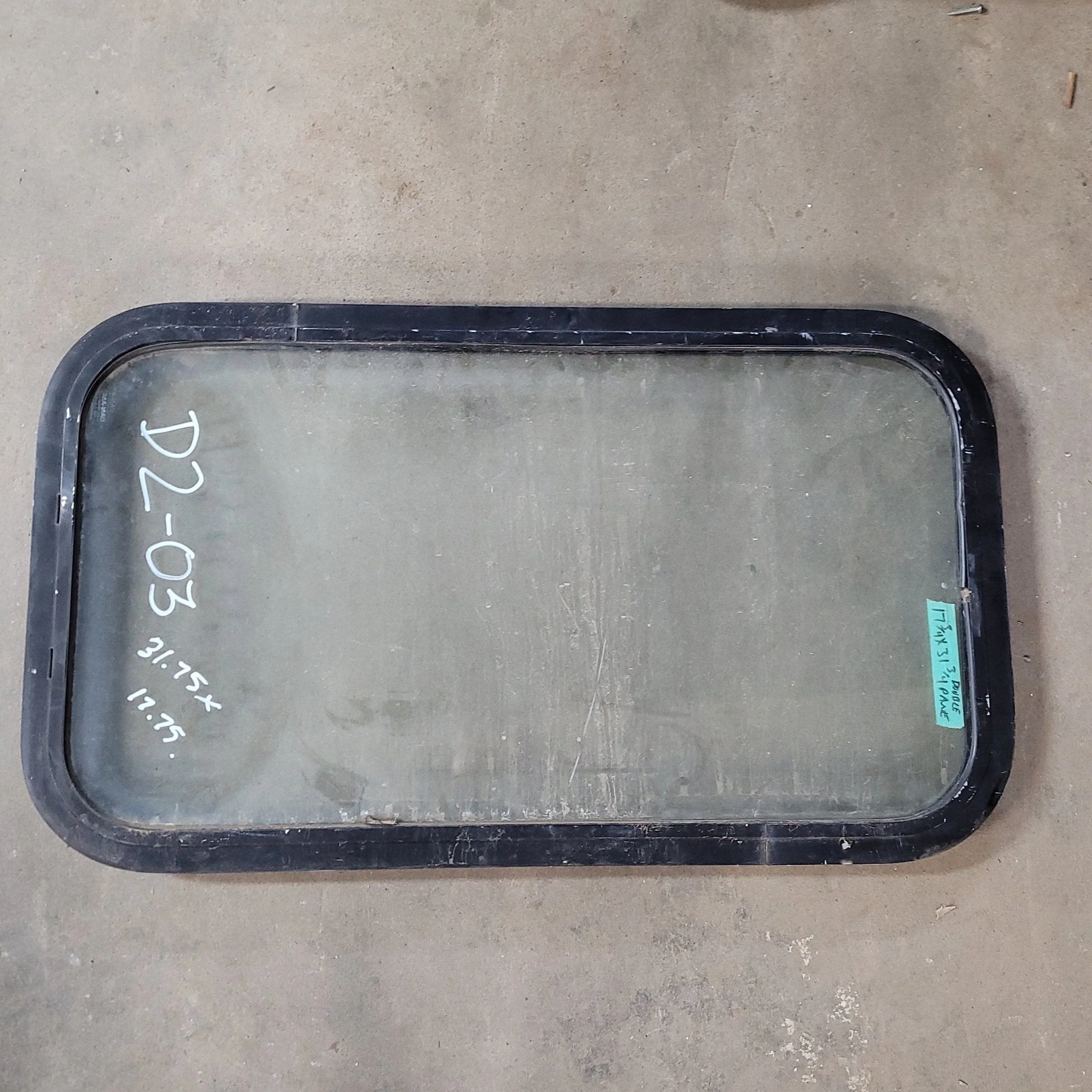 Used Black Radius Non-Opening Window : 31 3/4 X 17 3/4 X 2" D