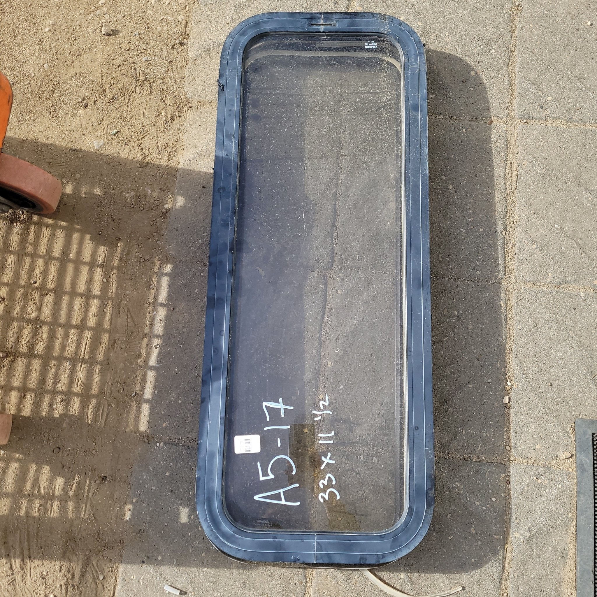 Used Black Radius Non-Opening Window : 33 X 11 1/2 X 2" D