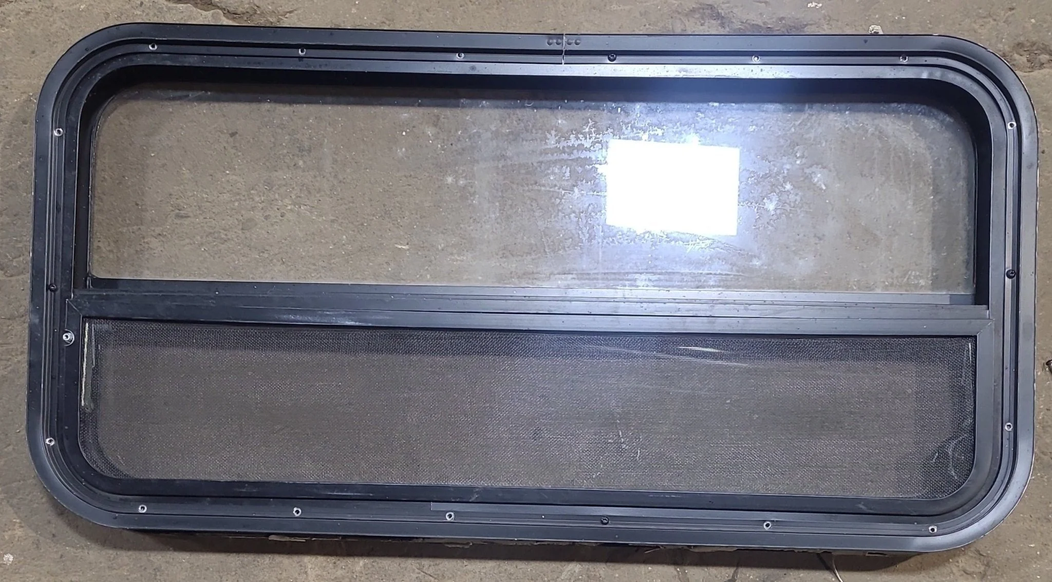 Used Black Radius Opening Window : 35 1/4" W x 17 1/4" H x 1 7/8" D - Image 4
