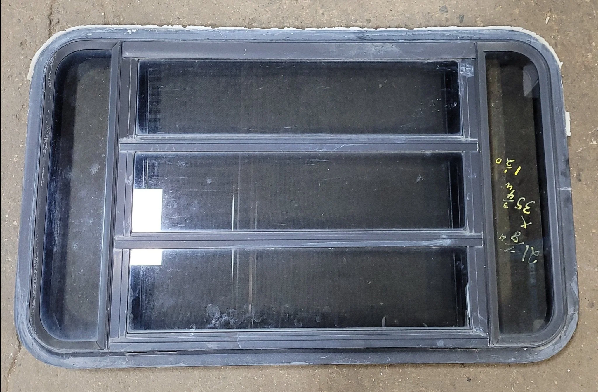 Used Black Radius Opening Window : 35 1/4" X 21 1/4" X 1 7/8" D