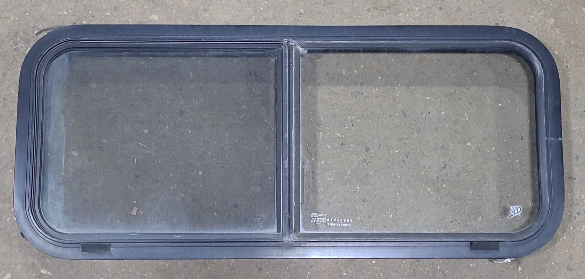 Used Black Radius Opening Window : 36 1/2" W x 14 3/4" H x 1 3/4" D
