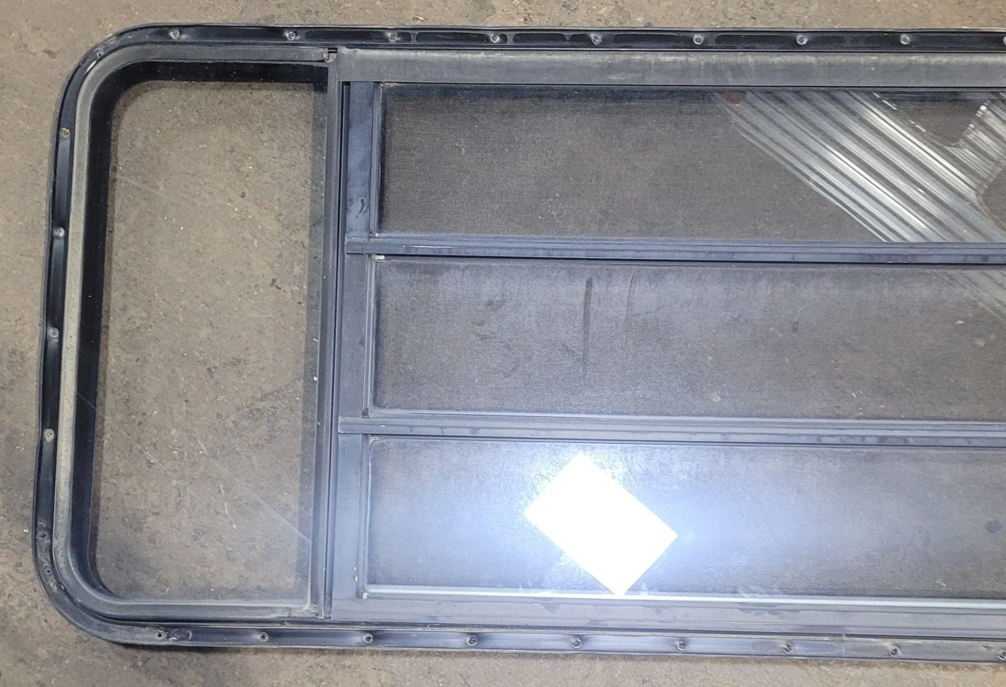 Used Black Radius Opening Window : 61 3/4" W x 23 3/4" H x 1 3/4" D - Image 3