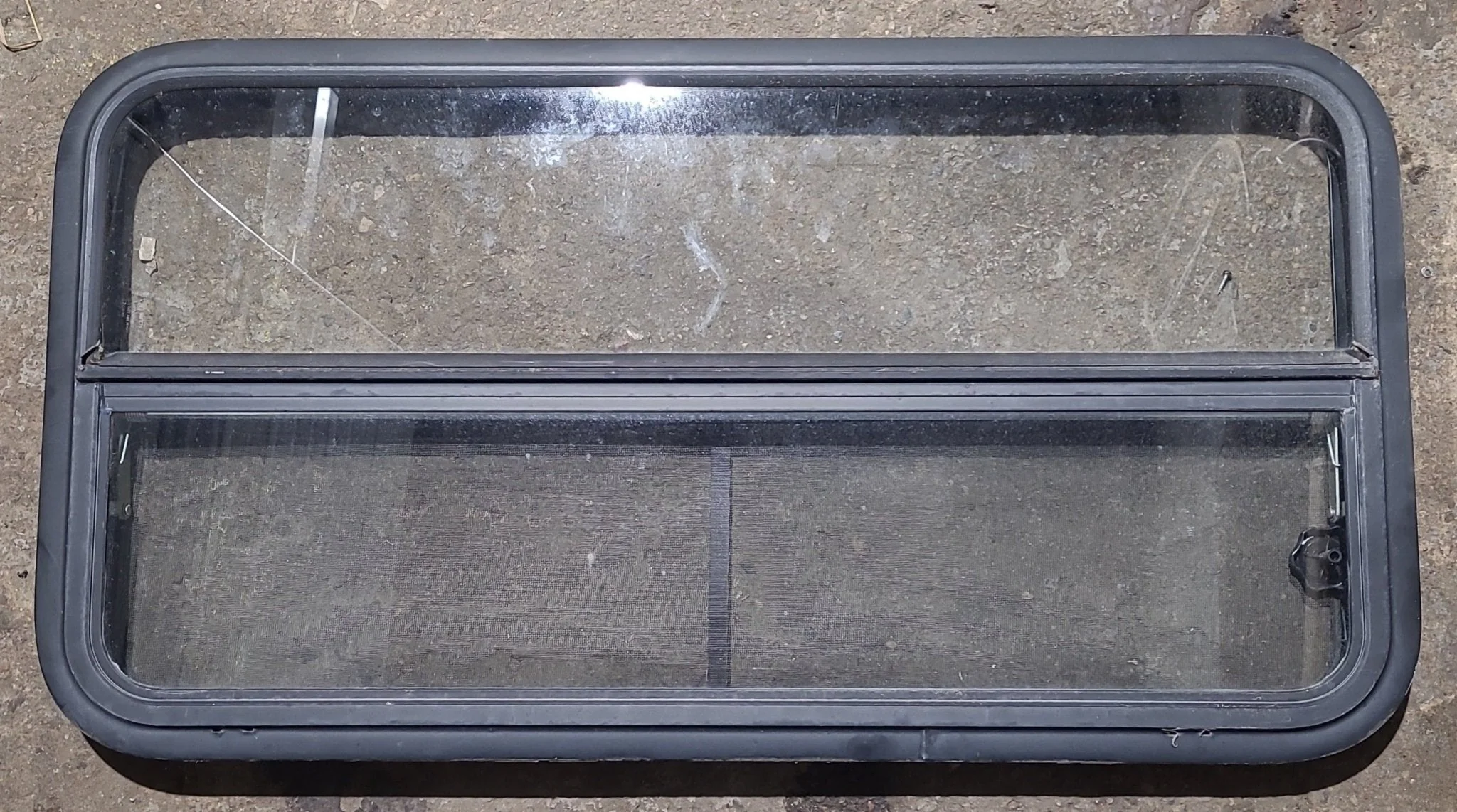 Used Black Radius Opening Window : 41 1/2" W x 21 1/4" H x 1 3/4" D