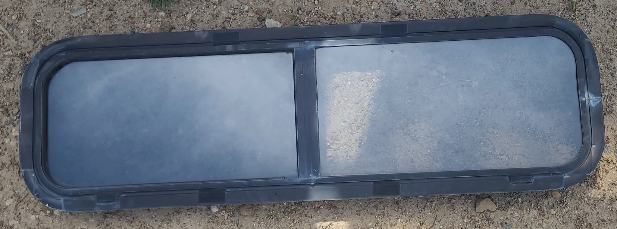 Used Black Radius Opening Window : 42 1/4" W x 11 3/4" H x 1 7/8" D