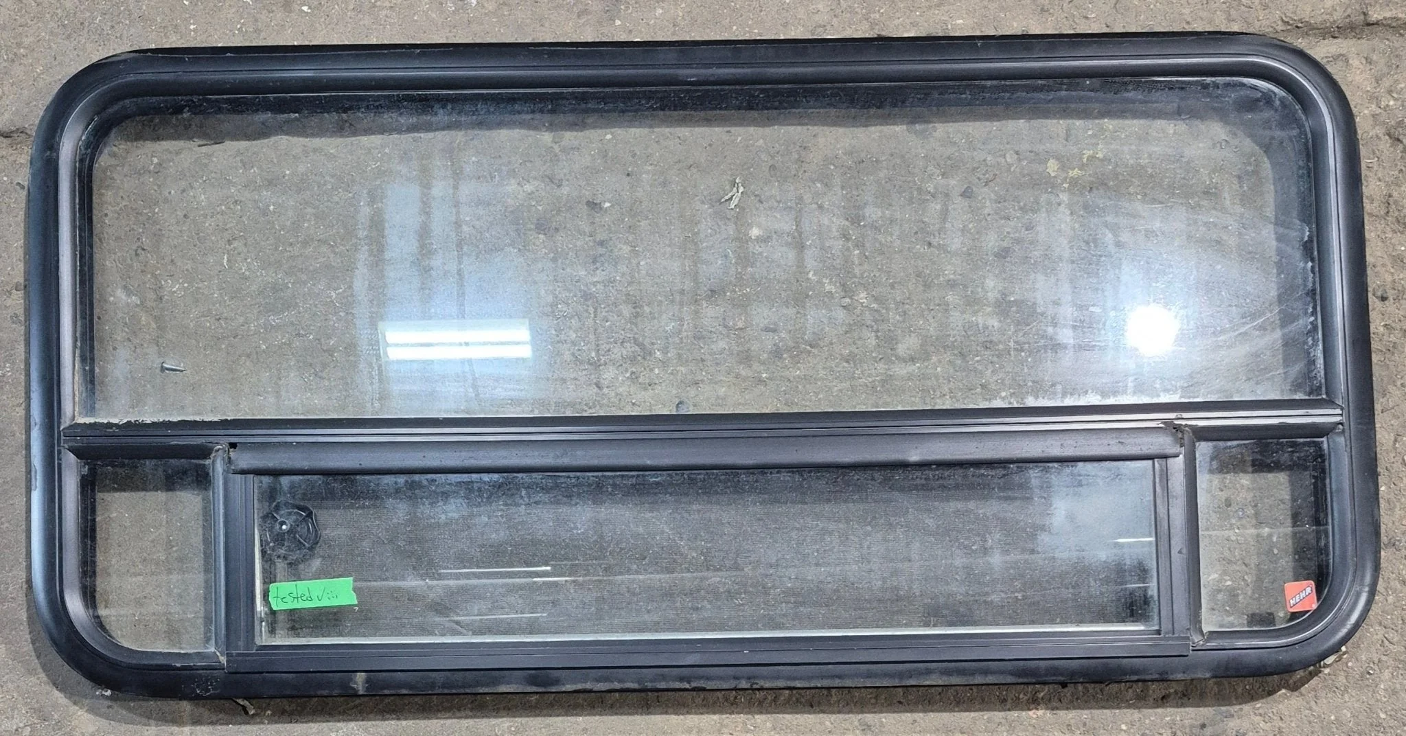 Used Black Radius Opening Window : 45 1/4" W x 21 1/4" H x 1 7/8" D