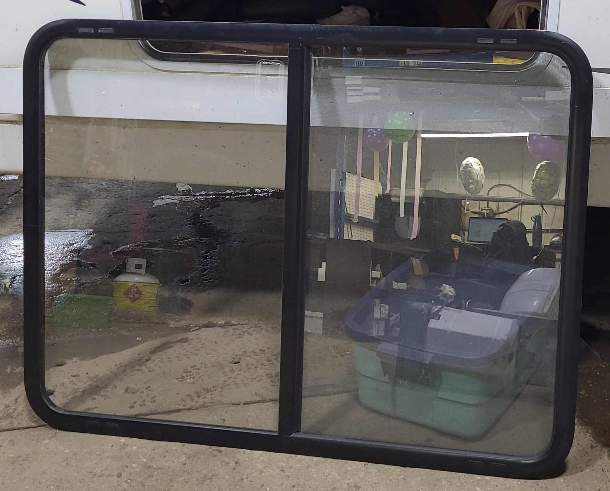 Used Black Radius Opening Window : 47 7/8" W x 35 7/8" H x 7/8" D