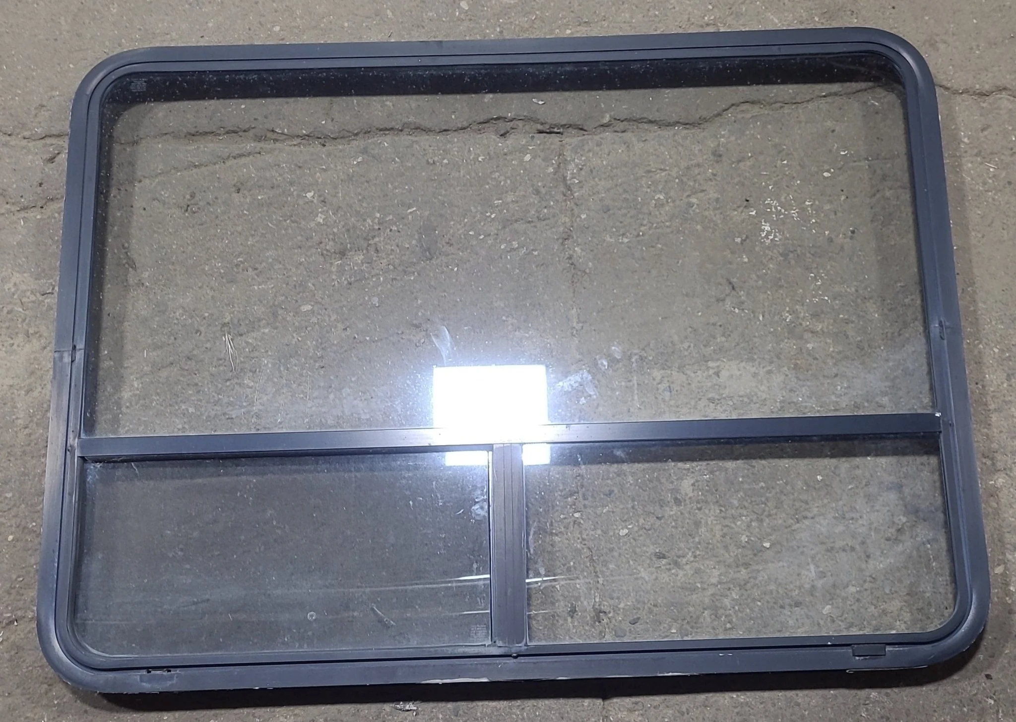 Used Black Radius Opening Window : 48 1/4" W x 35 3/4" H x 1 7/8" D
