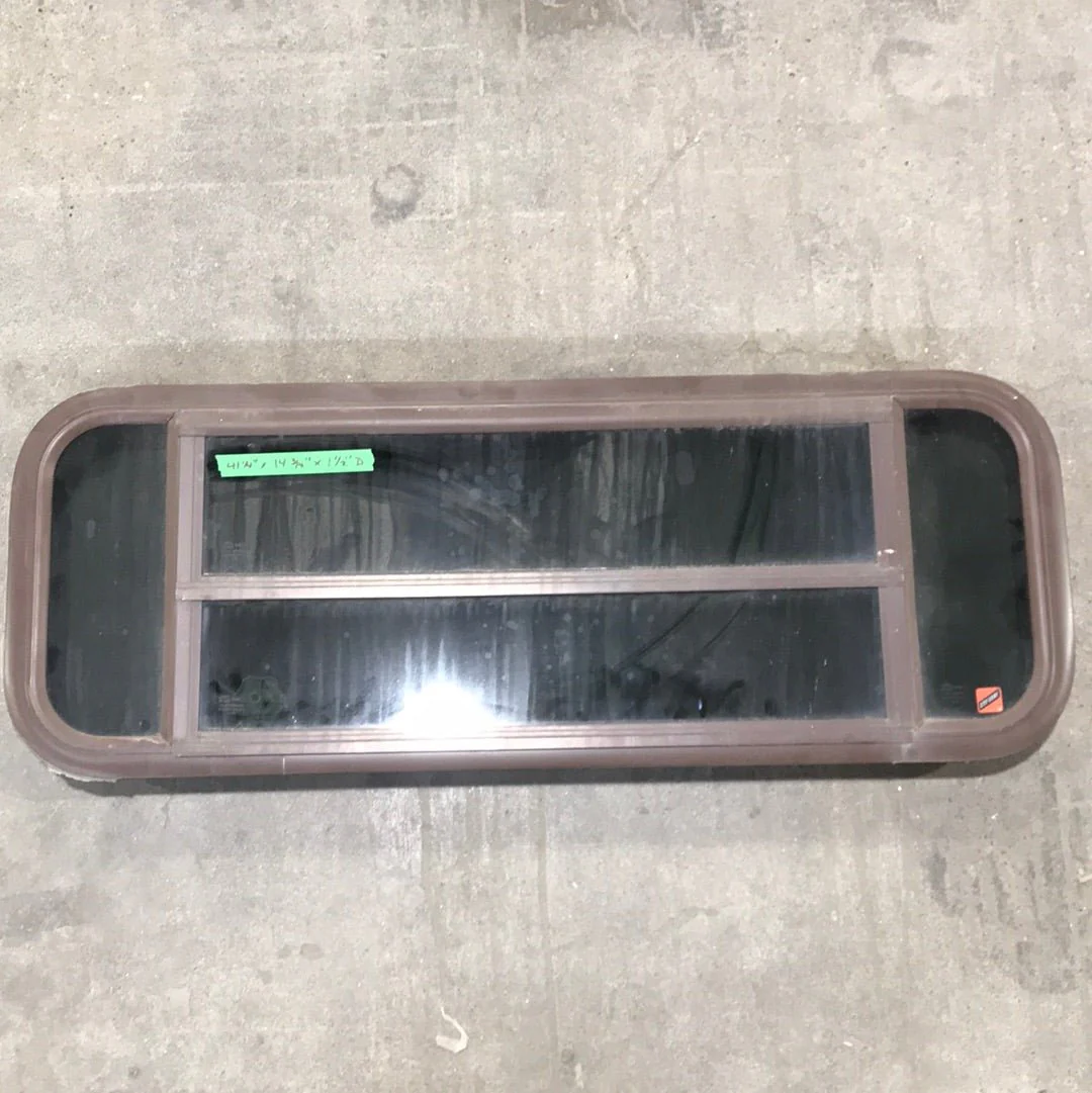 Used Brown Radius Dual Pane-Storm Window : 41 1/4" W x 14 3/4" H x 1 1/2" D
