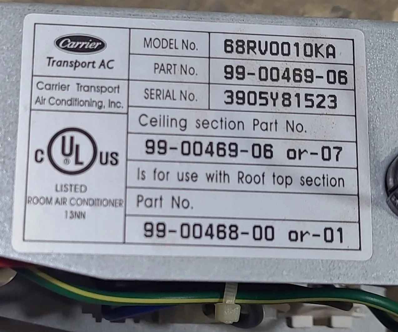 Used Carrier Air Conditioner Control Box - 99-00468-00 - Image 4