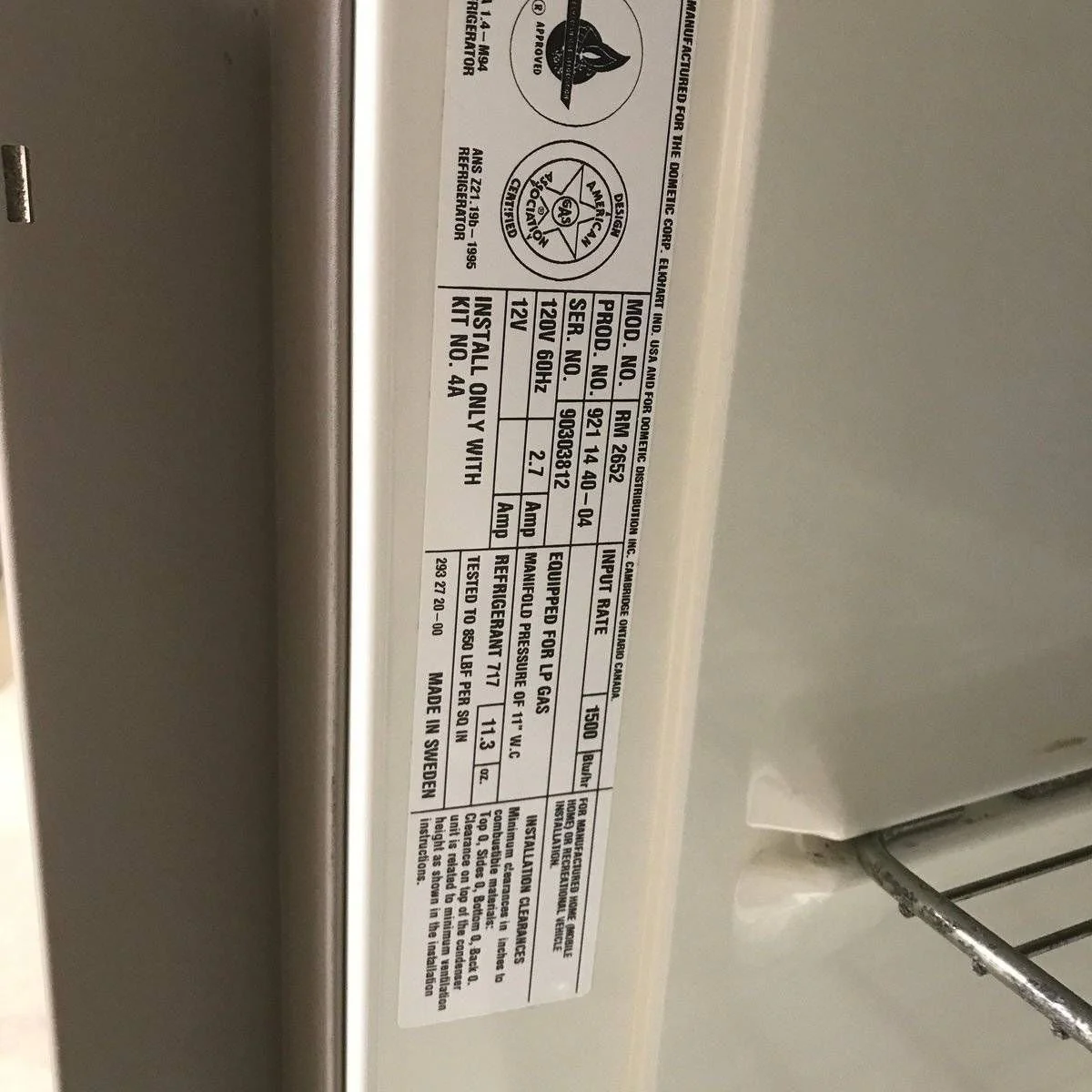 Used Complete Dometic Fridge, 2-Way - RM2652 - Image 8