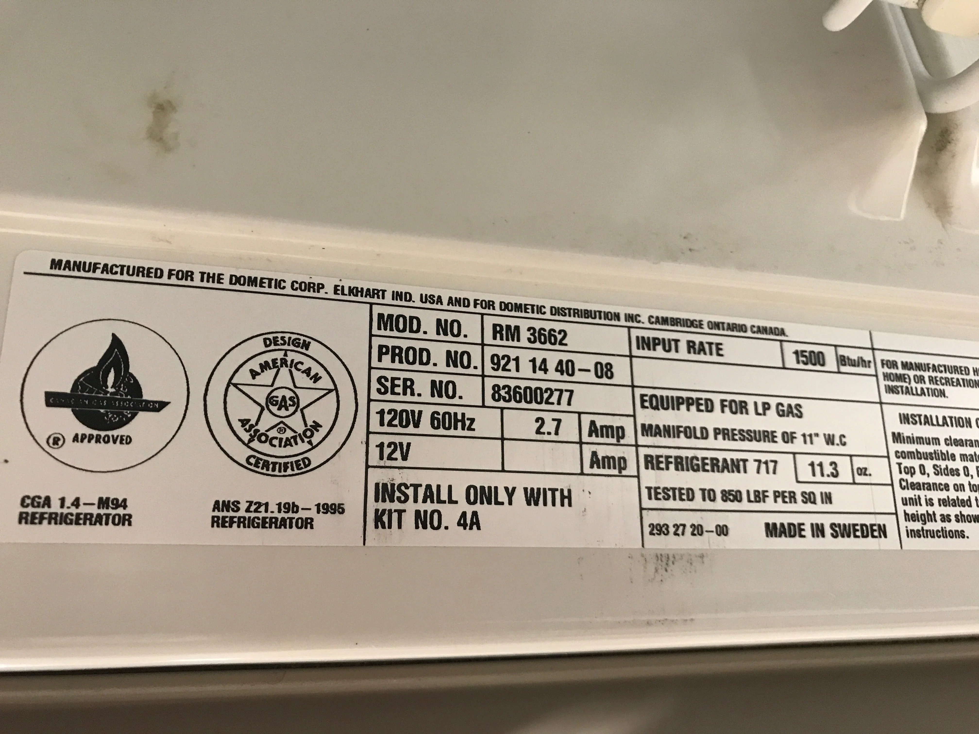 Used Complete Dometic Fridge, 2-Way - RM3662 - Image 9