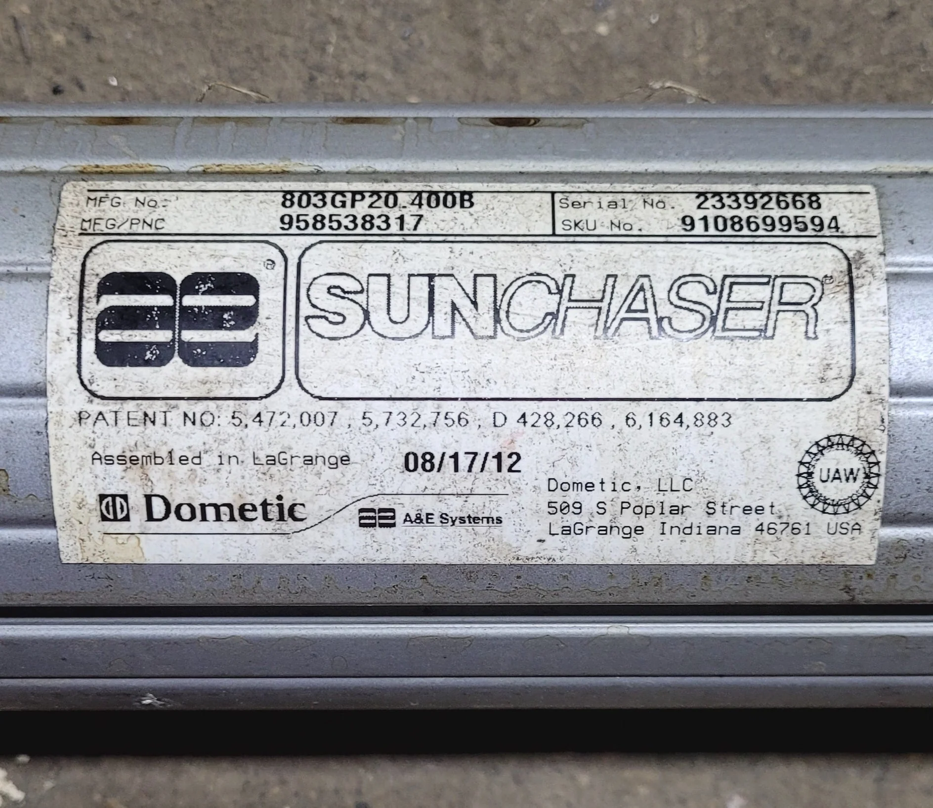 Used Complete Manual Awning A&E Dometic 20' No Canvas - Image 5