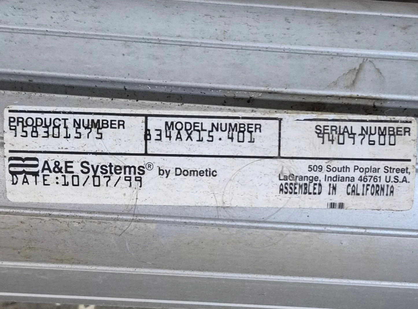 Used Complete Manual Awning Dometic / A&E 15' No Canvas - Image 4