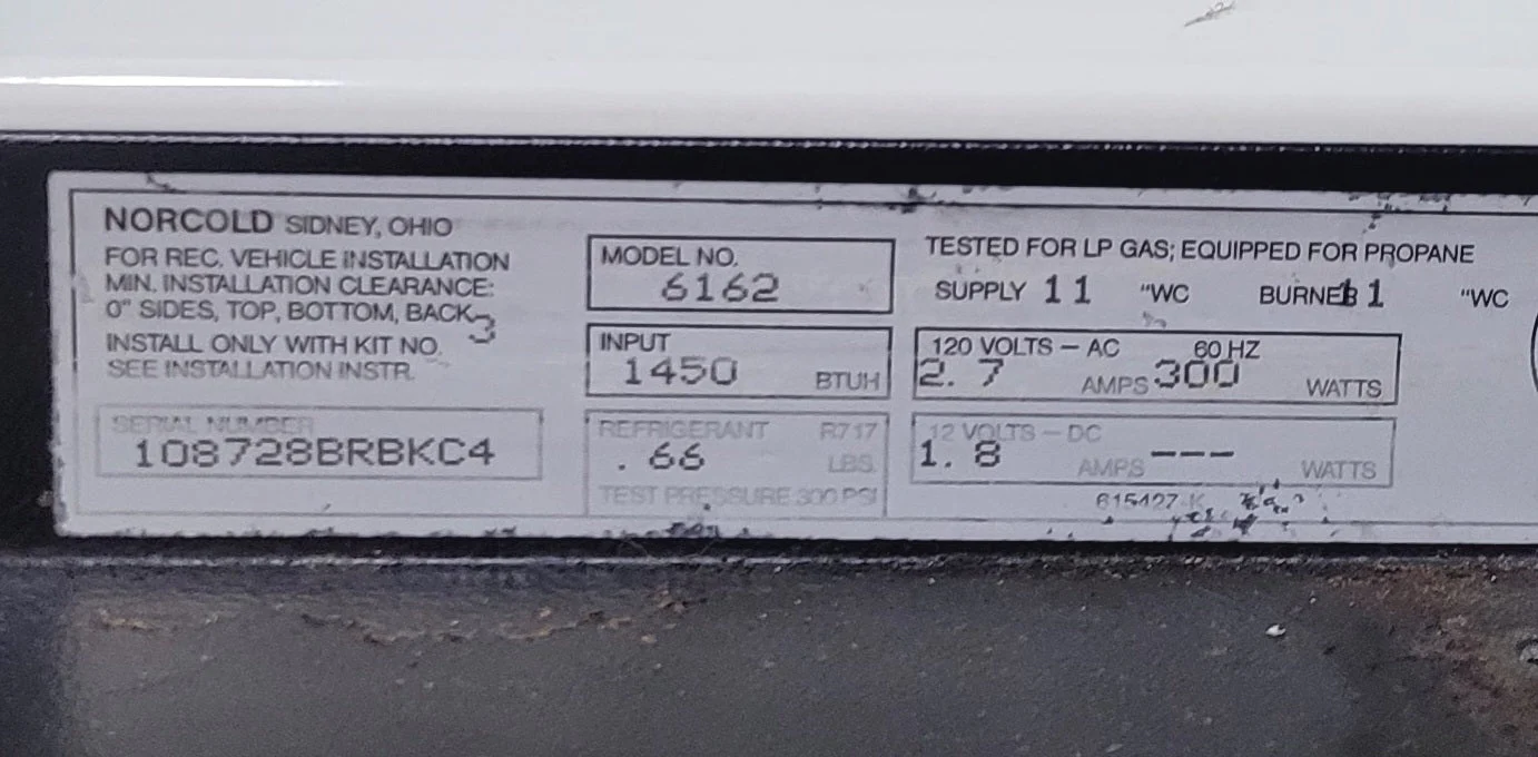 Used Complete Norcold Fridge, 2-Way - 6162 - Image 6