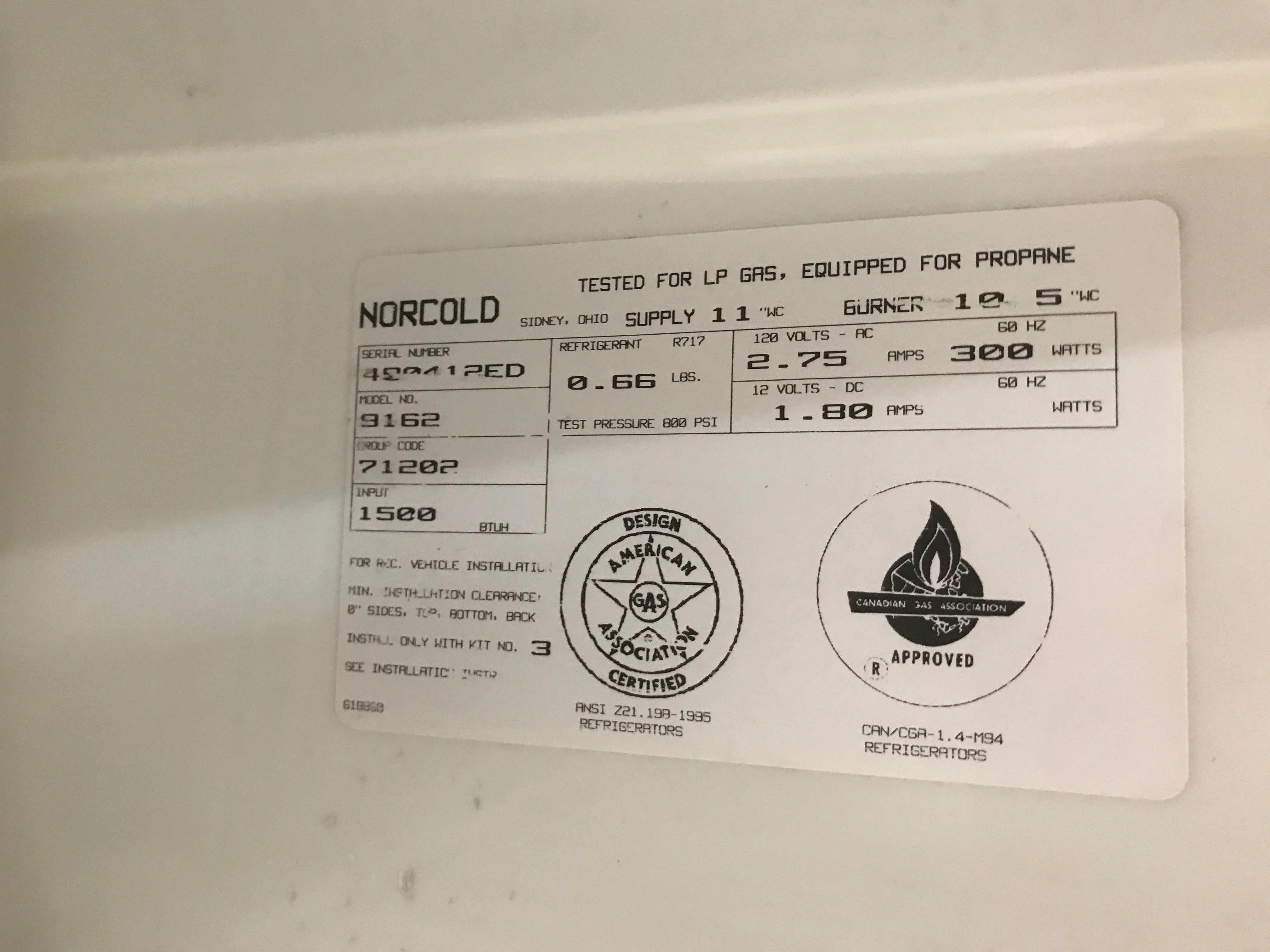 Used Complete Norcold Fridge, 2-WAY - 9162 - Image 7